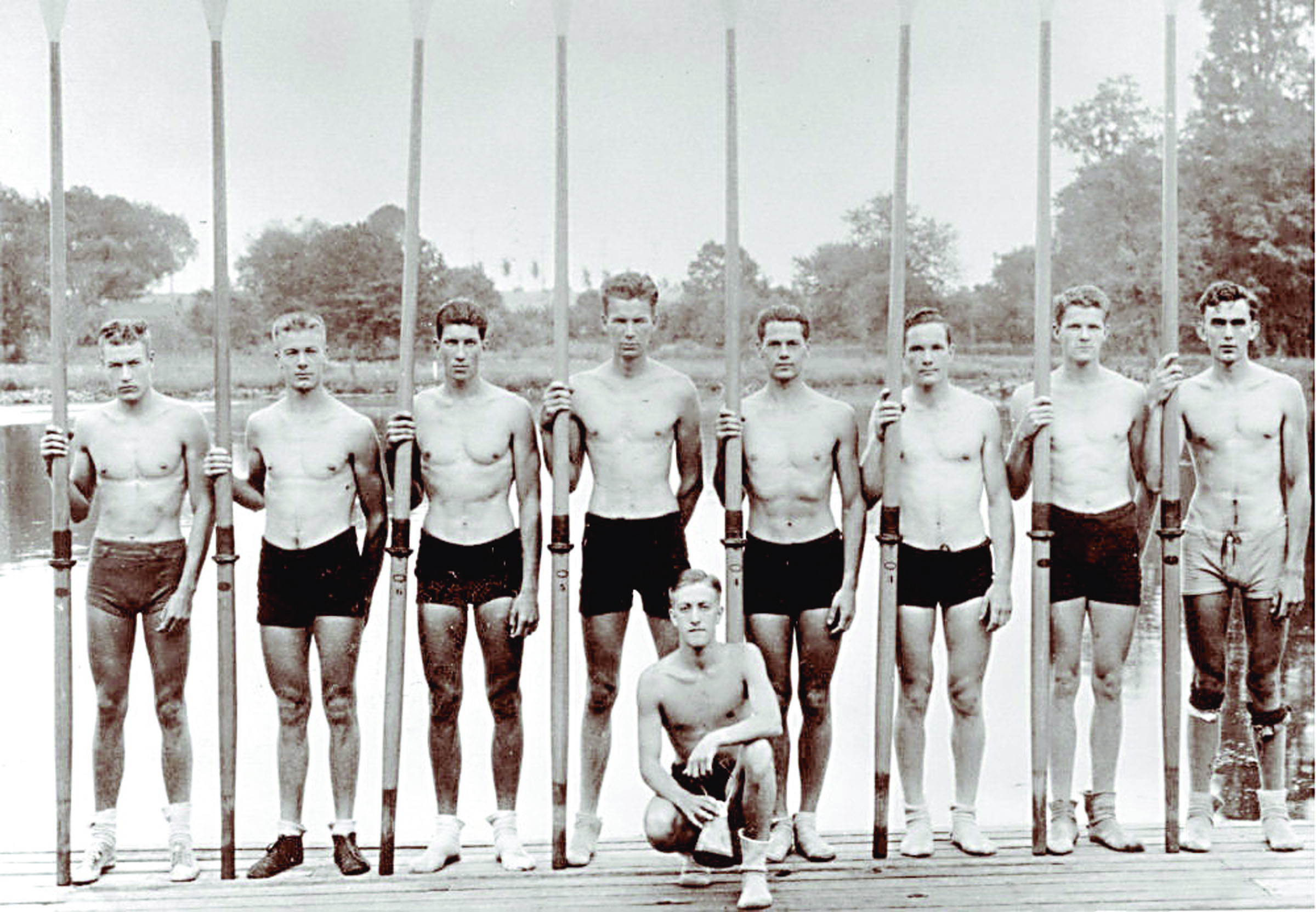Joe Rantz of Sequim is second from left in this picture of the U.S. rowing team that was headed to the 1936 Olympics in Berlin. Judith Willman