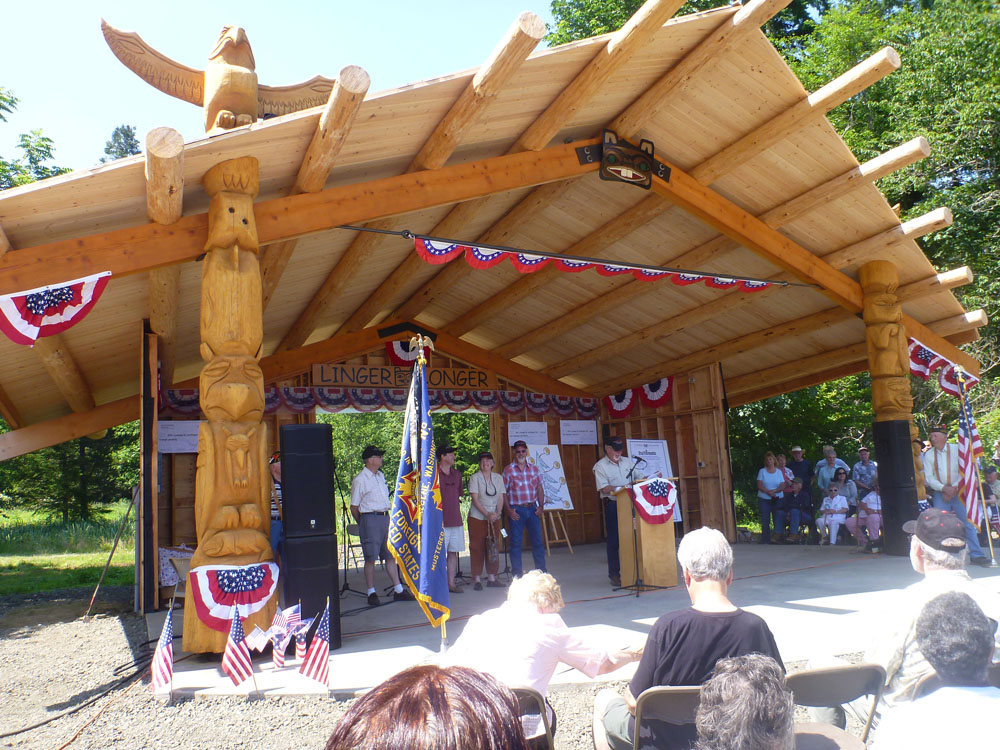 The dedication of the Linger Longer Outdoor Theater took place Saturday in Quilcene. Jennifer Jackson/for Peninsula Daily News