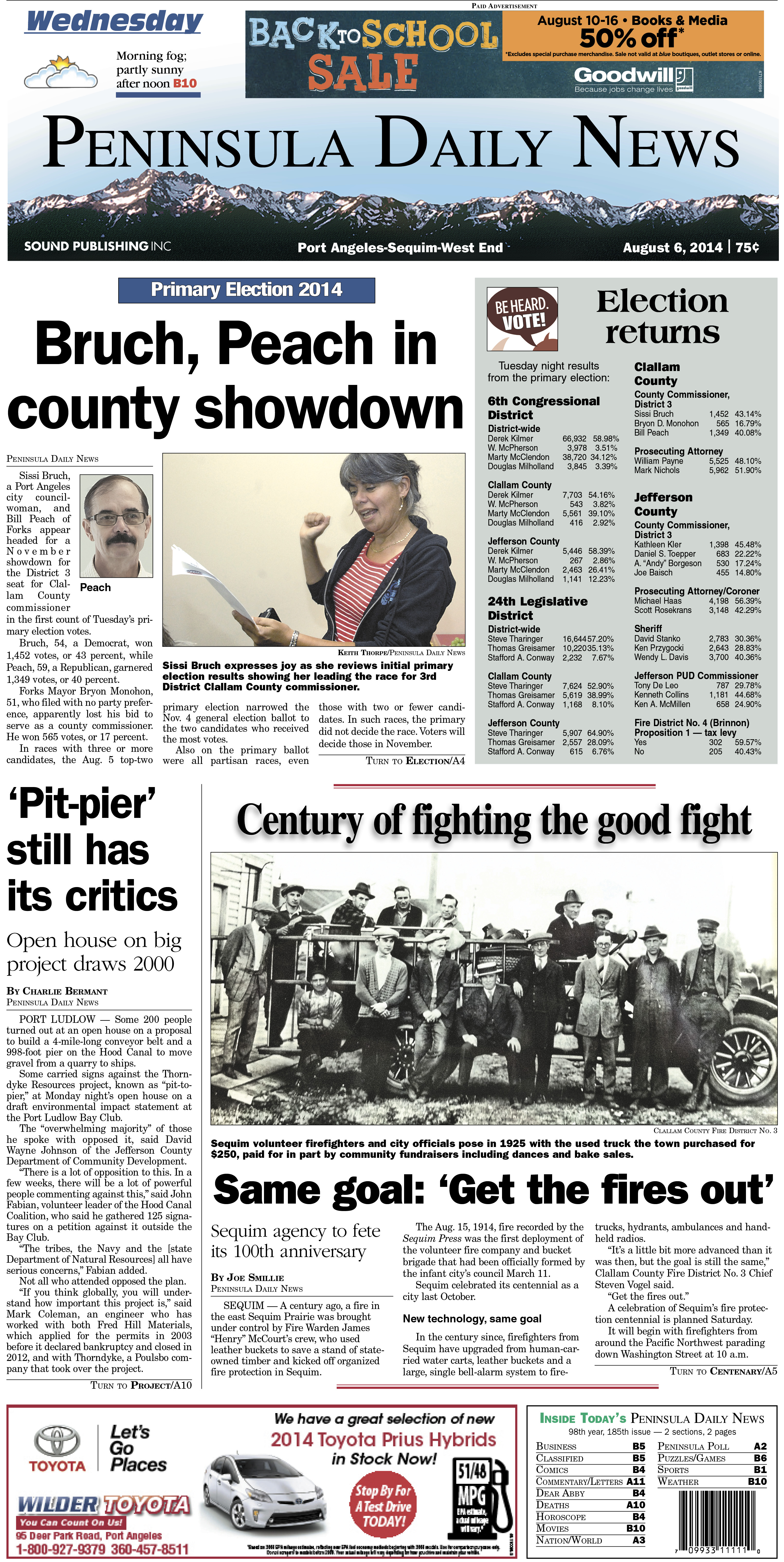 PDN's front page for today's Clallam County readers. There's more inside that isn't online!