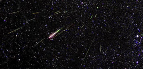 The 2010 Perseid meteor shower is captured in this photo. NASA (click on photo to enlarge)