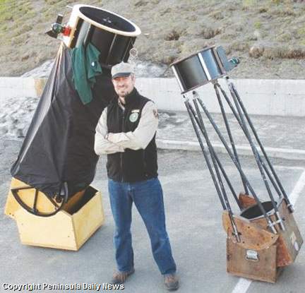 John Goar with two of his telescopes. Olympic Astronomical Society