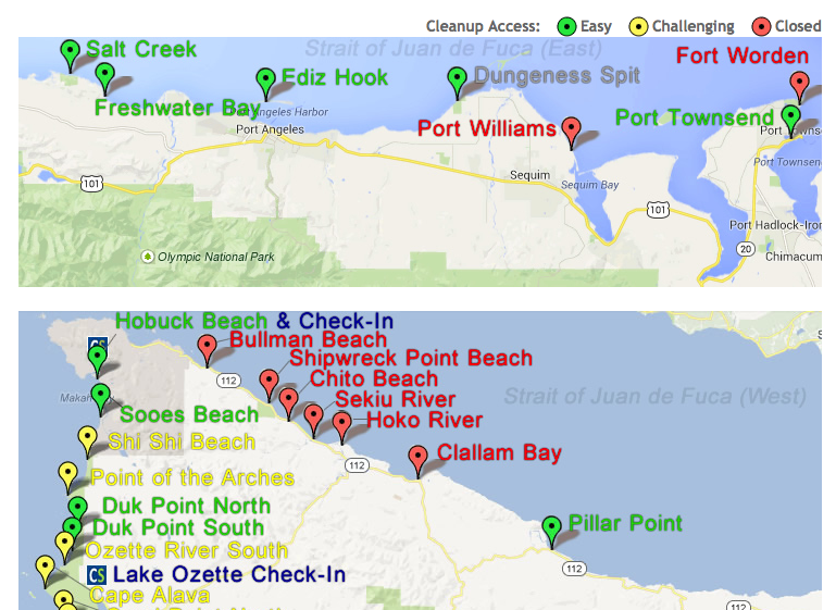Some of the beaches targeted for Sept. 20. Coastsavers.org (Click on photo to enlarge)