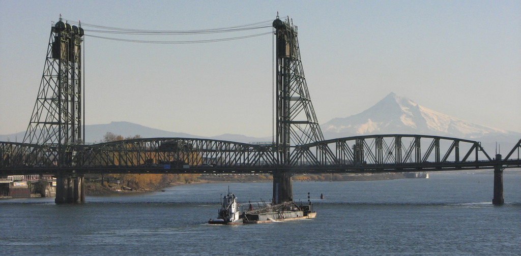 I-5 bridge over Columbia River with Mount Hood in the background. The Associated Press