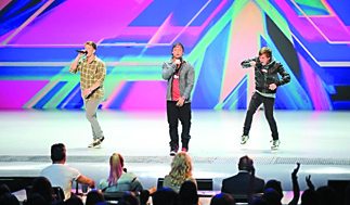 Emblem3 is shown auditioning for Fox TV's "The X Factor.” The X Factor