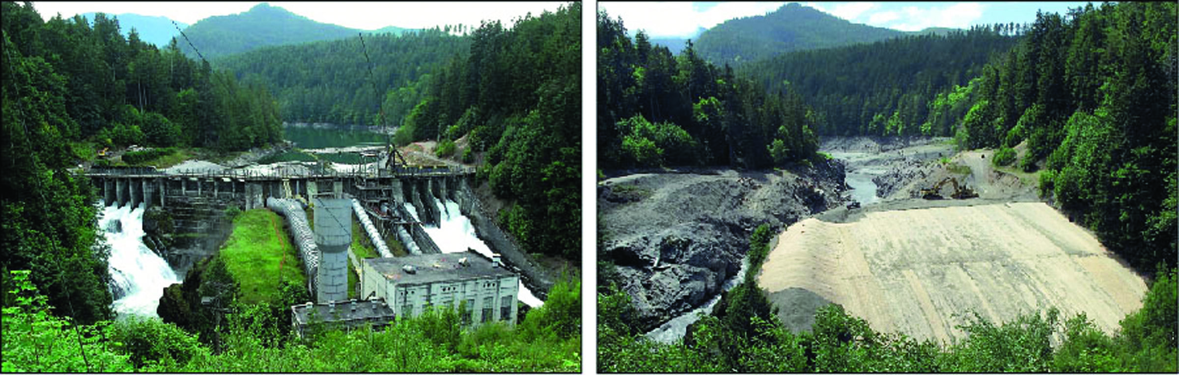 In these images from the National Park Service webcam aimed at the site of the Elwha Dam