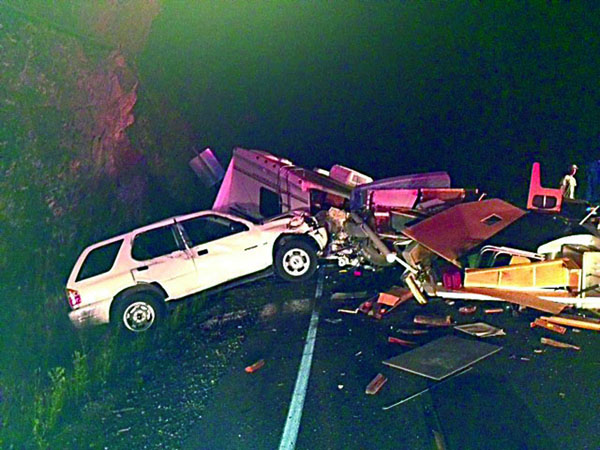  A motor home towing an SUV was involved in an accident south of Quilcene on Sunday night.  Quilcene Volunteer Fire Department