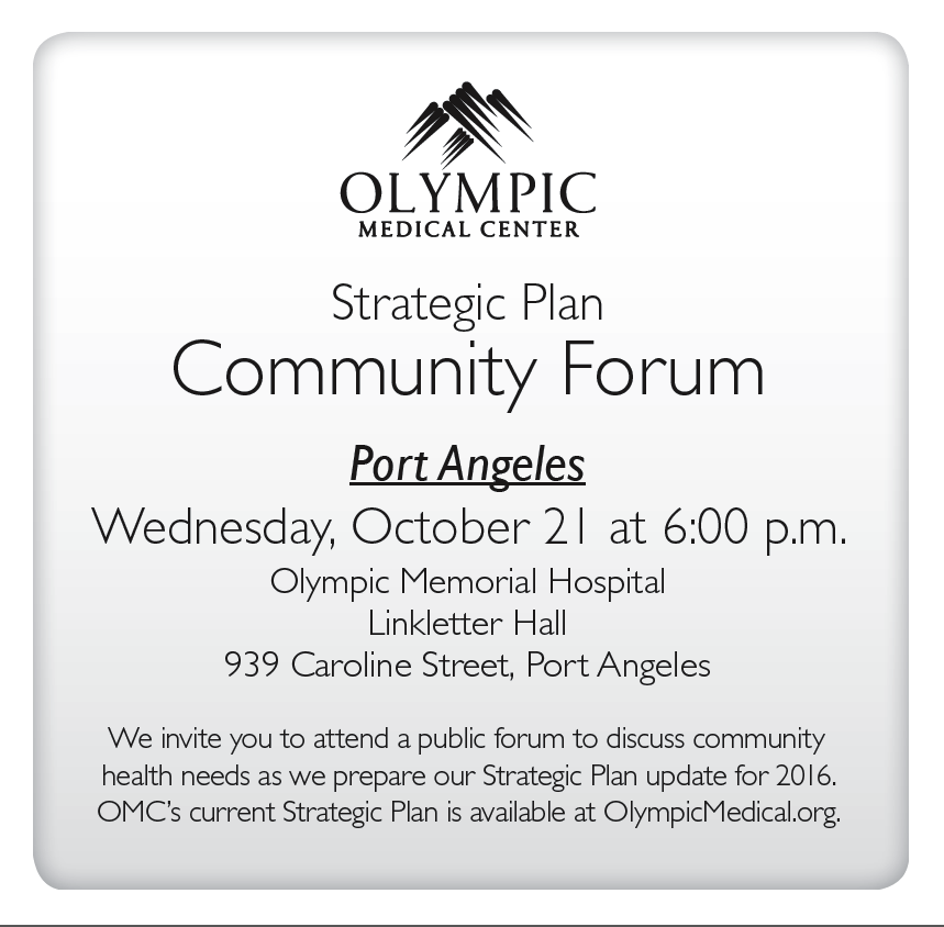 Olympic Medical Center forum to discuss community health needs set Oct. 21 in Port Angeles