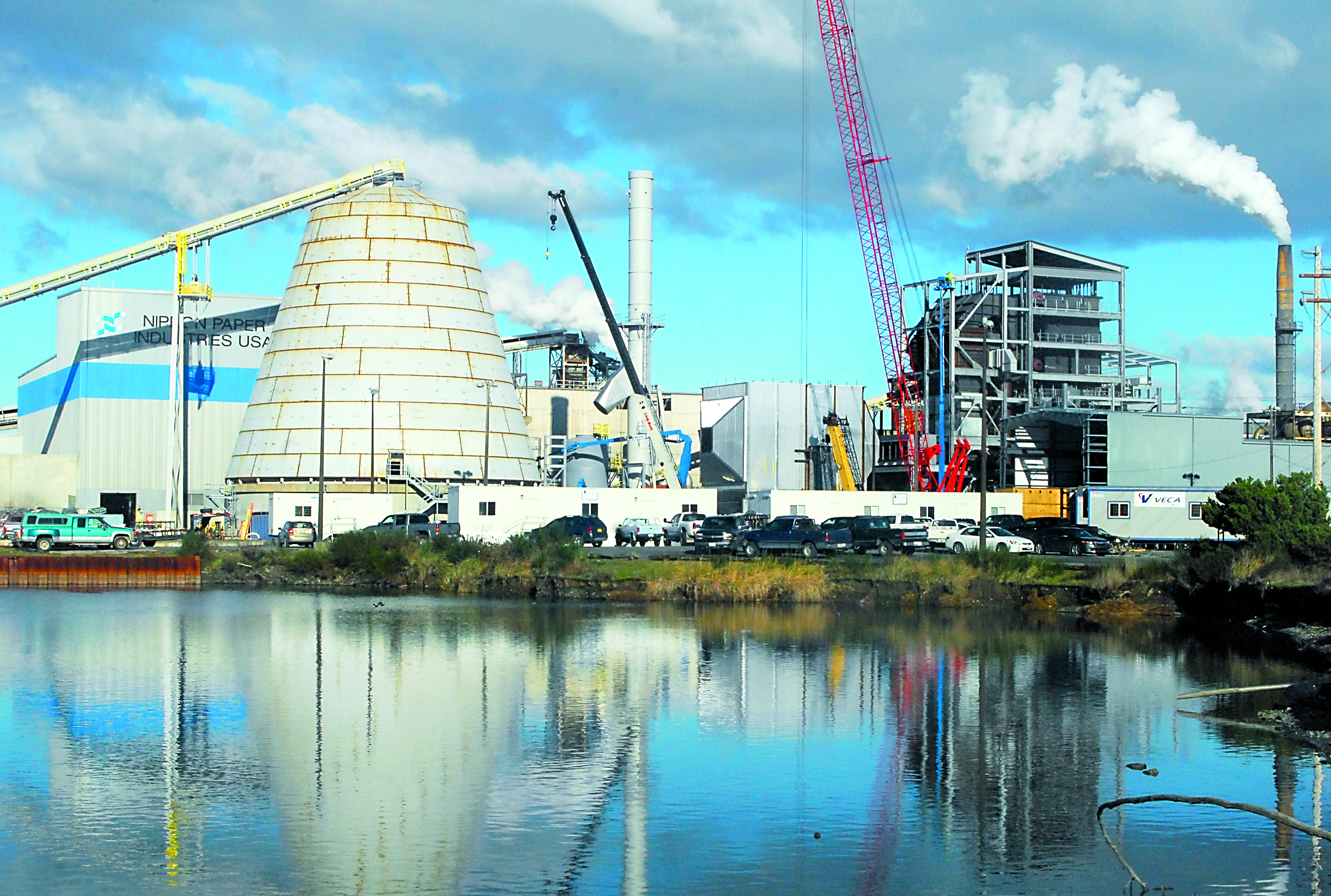 The cogeneration plant at Nippon Paper Industries USA is shown here during construction last winter. The plant