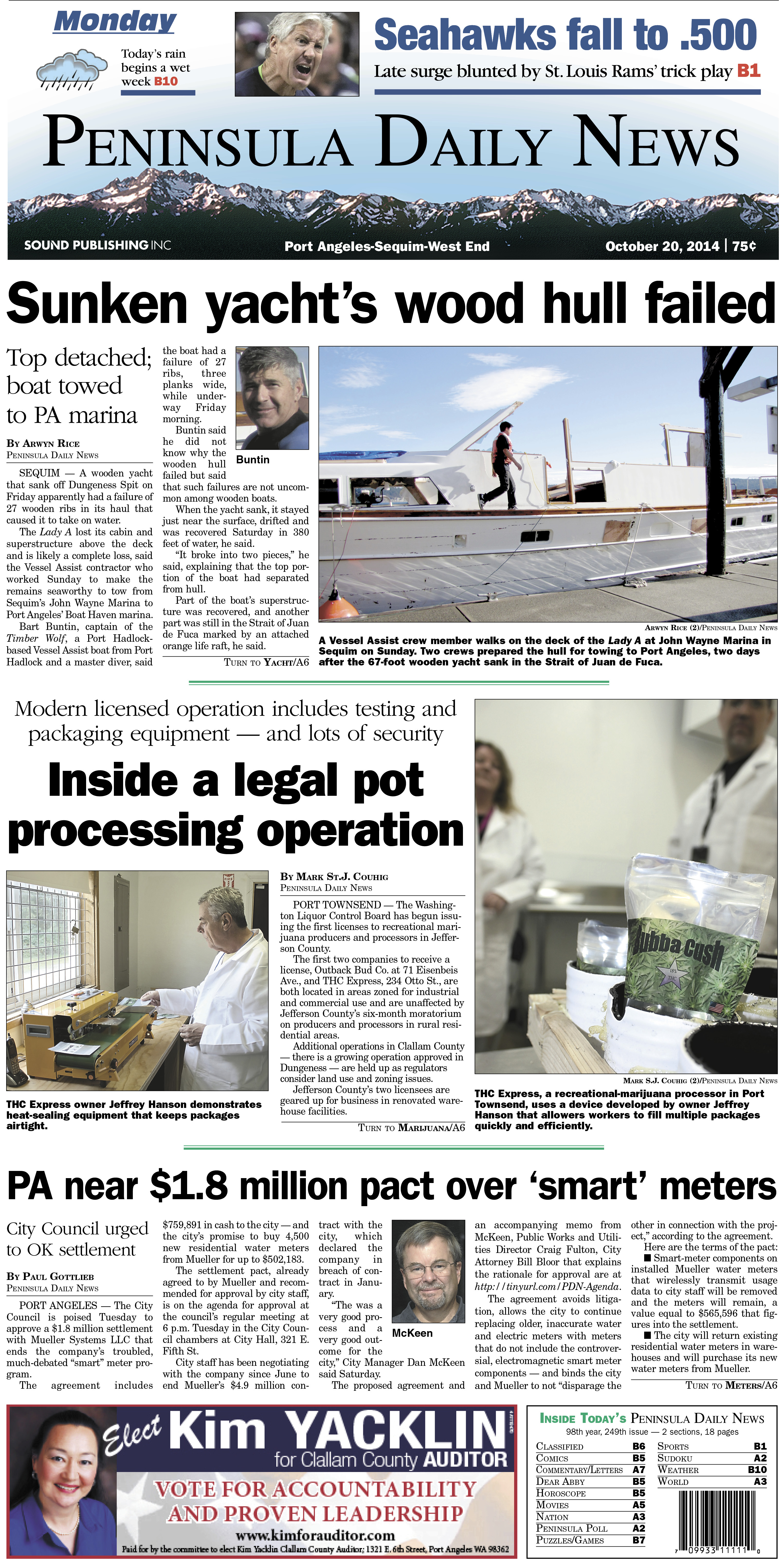 Here is today's Clallam County front page — news tailored to your community. There's more inside that isn't online!