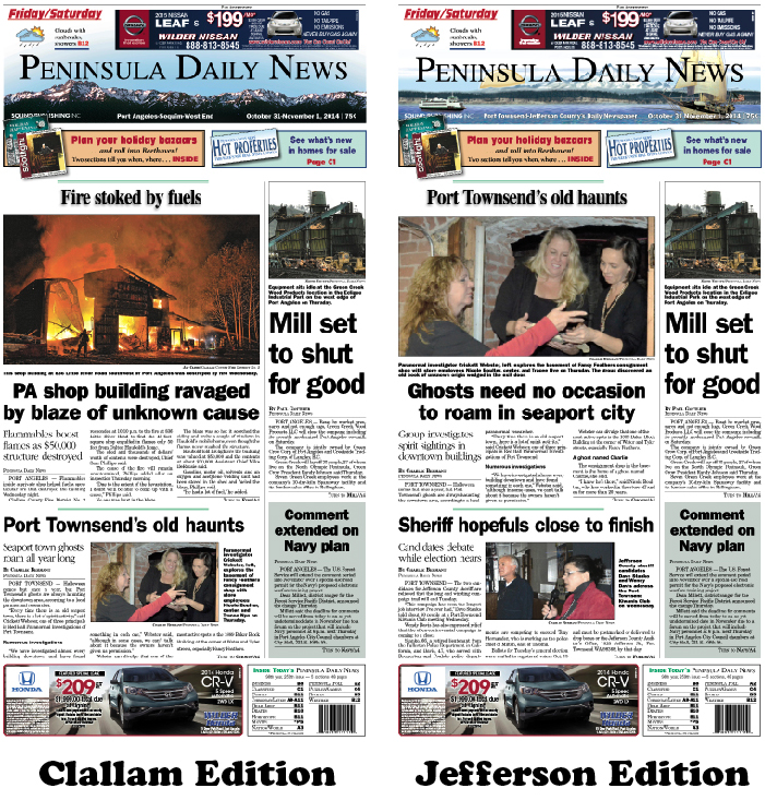 Here are today's front pages for our Clallam County and Jefferson County readers — news tailored to your community. There's more inside that isn't online!