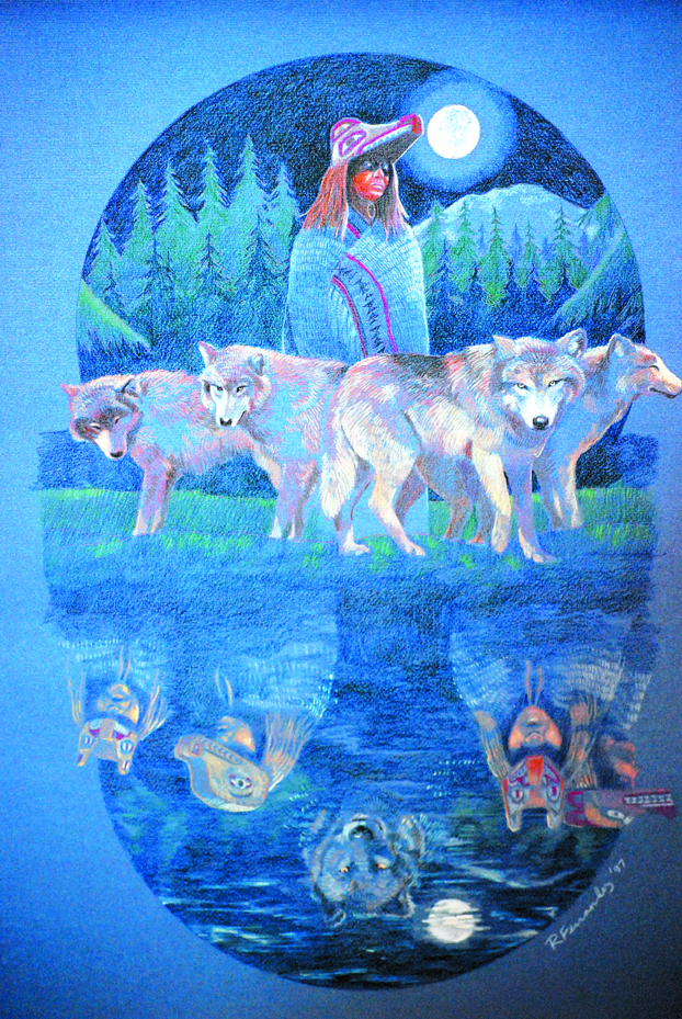 Roger Fernandes' reflection on wolves is among the pieces in the “Spirit Unleashed” art show. Admission is free.