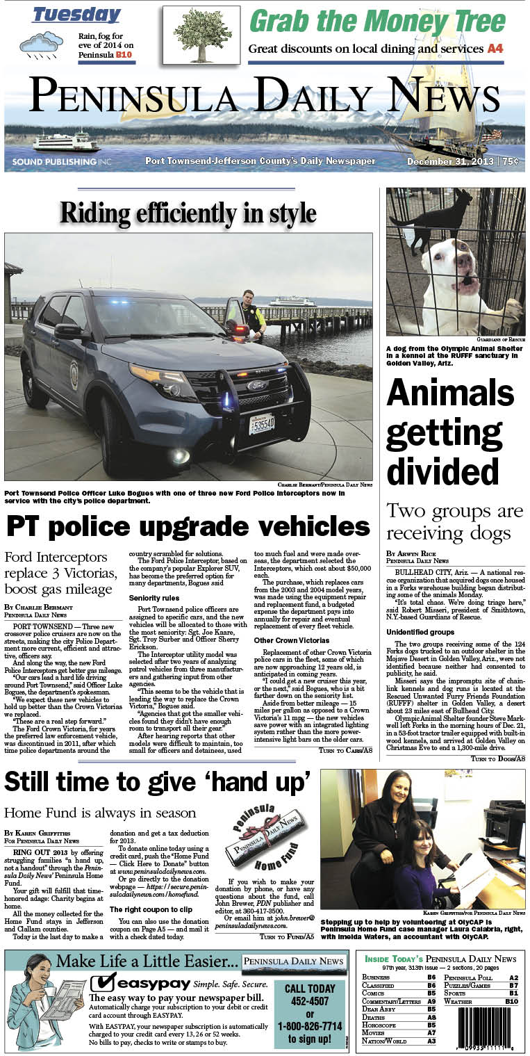 Today's front page for Port Townsend/Jefferson County readers.