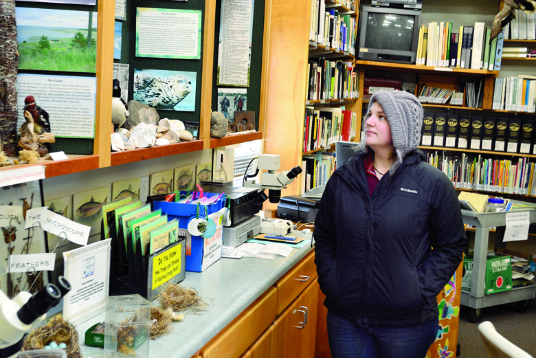 Kate Harper of Port Angeles checks out some of the exhibits inside the Dungeness River Audubon Center at 2151 W. Hendrickson Road in Sequim. Joe Smillie/Peninsula Daily News