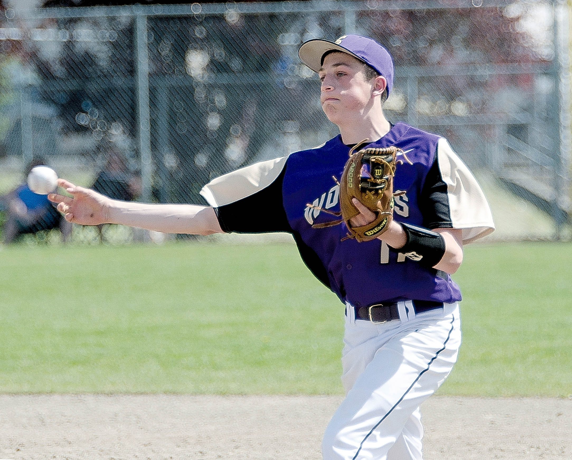 Sequim second baseman Evan Hurn throws to first base after fielding a grounder during the Wolves' 5-0 loss to Fife at Franklin Pierce High School. Jesse Major/for Peninsula Daily News