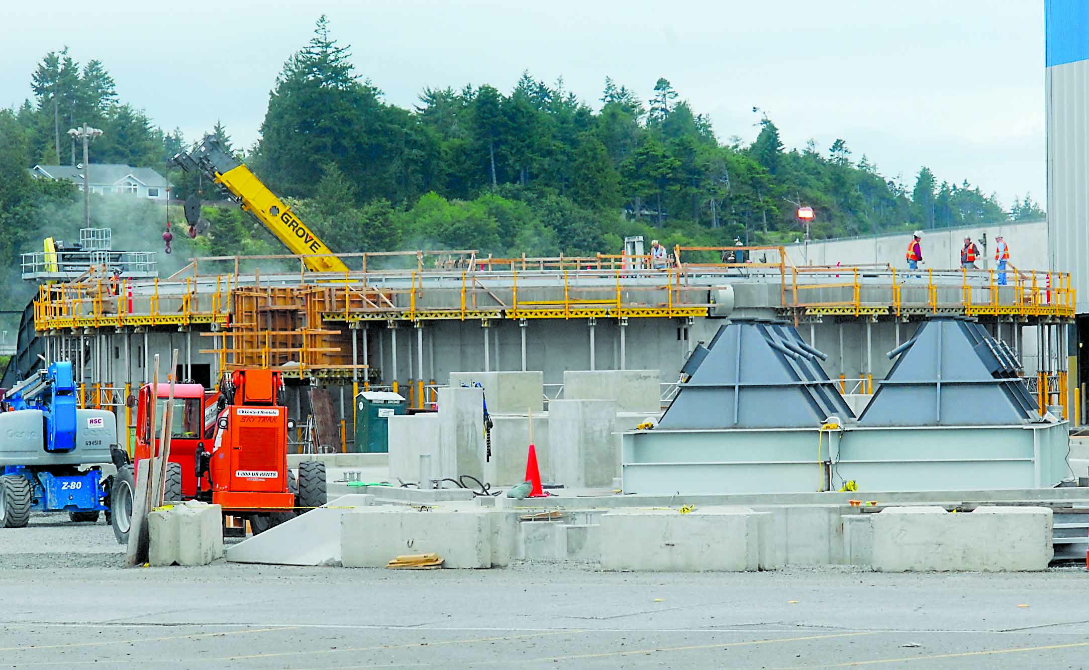 Construction of the biomass-fueled cogeneration plant at Nippon Paper Industries USA in Port Angeles continued Monday.  -- Photo by Keith Thorpe/Peninsula Daily News