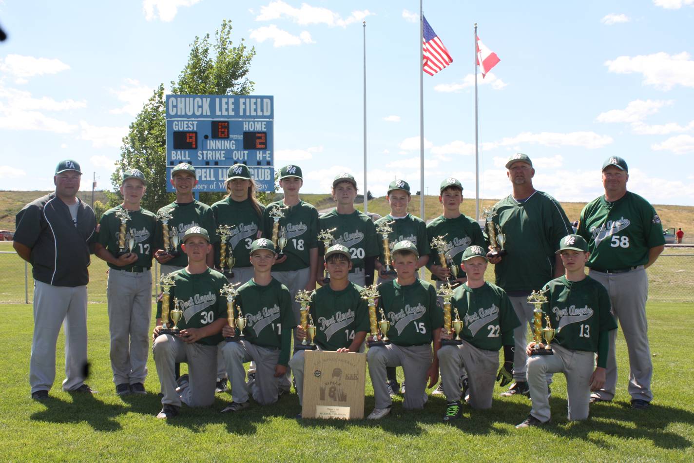 The Port Angeles 12U baseball team claimed the Pacific Northwest Regional Cal Ripken 12U baseball tournament championship over the weekend with a 9-2 win over Caldwell