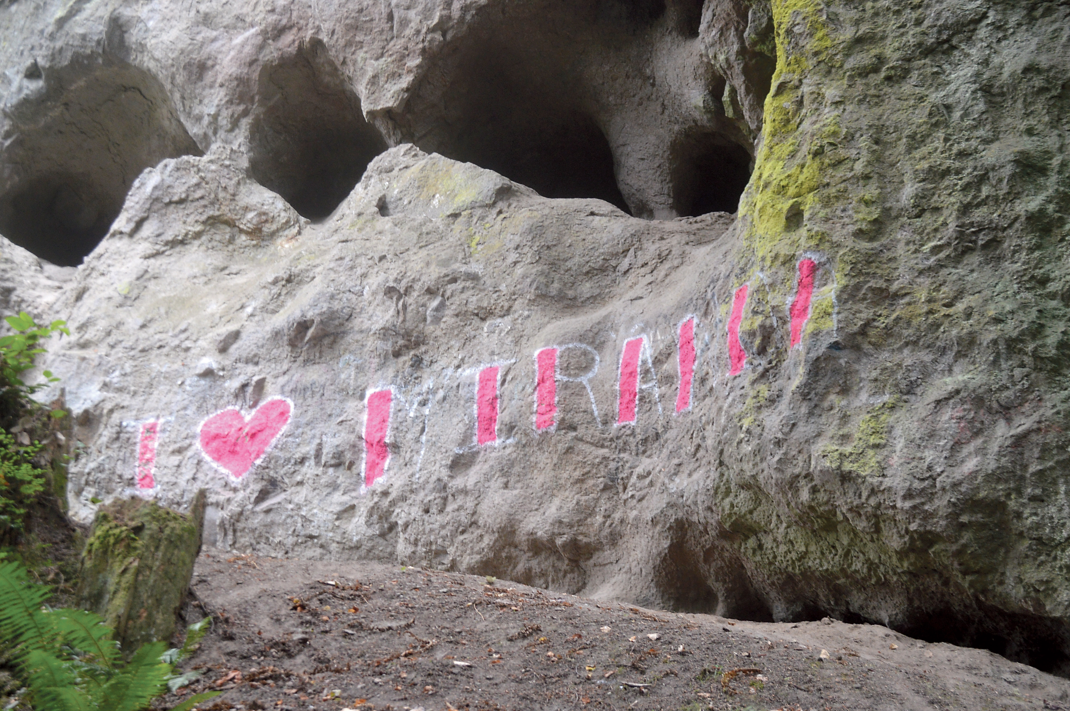The graffito on 43 million-year-old Tamanowas Rock near Chimacum. Joe Smillie/Peninsula Daily News