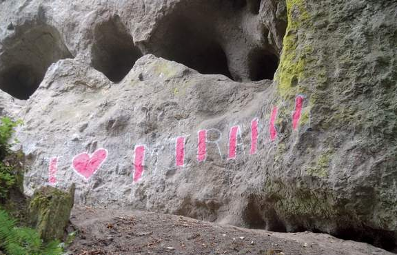 The graffito on 43 million-year-old Tamanowas Rock near Chimacum. Joe Smillie/Peninsula Daily News
