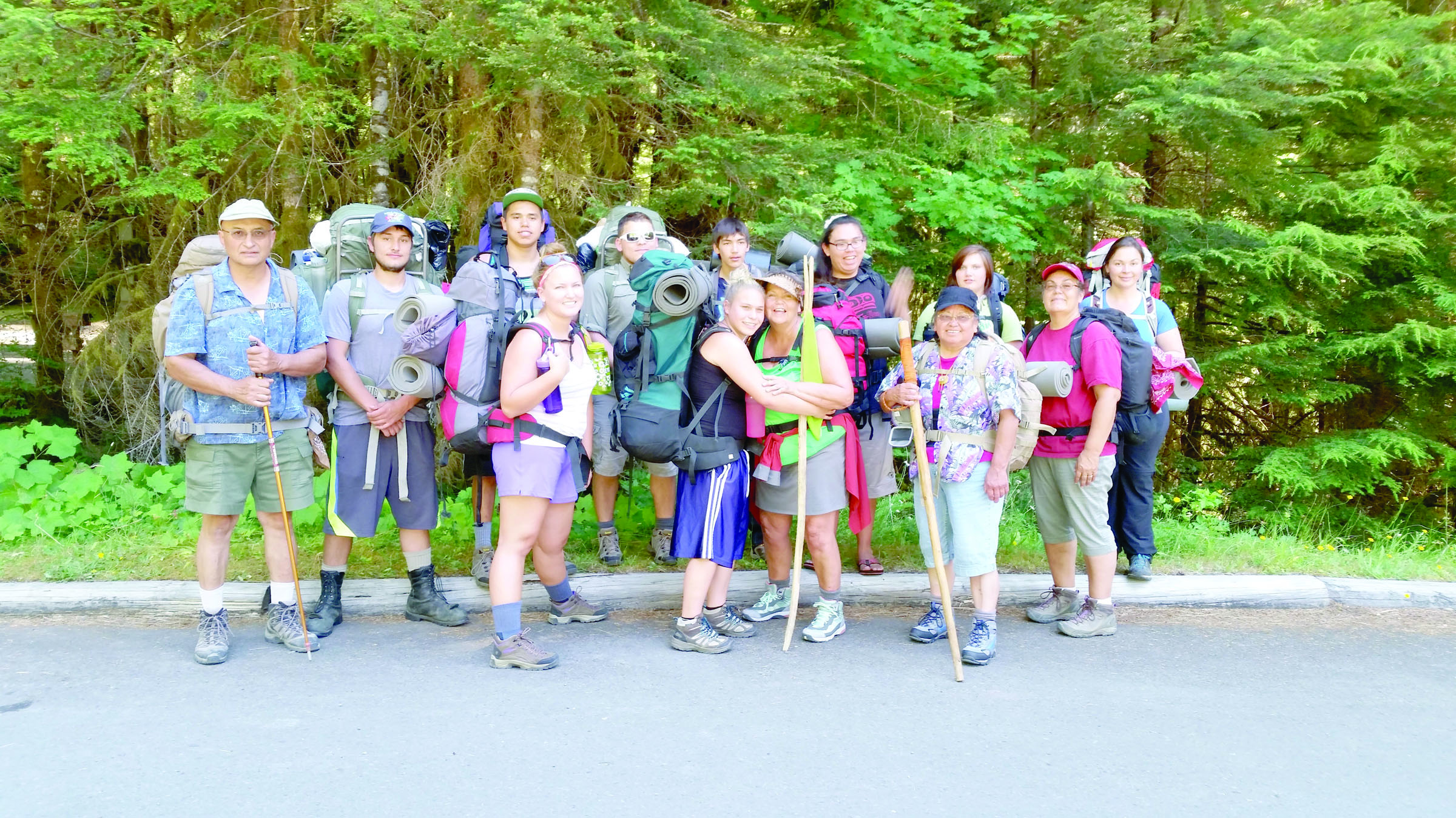Lower Elwha Klallam tribe members recently hiked to Boston Charlie Camp. Participants included
