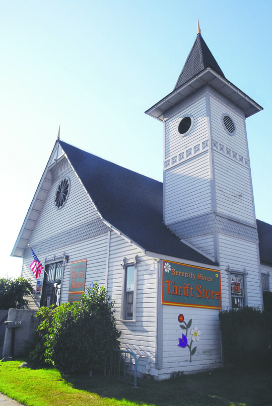 The Serenity House Thrift Store in Port Angeles will celebrate the 125th anniversary of the former church building this weekend with a picnic and ice-cream social. Keith Thorpe/Peninsula Daily News