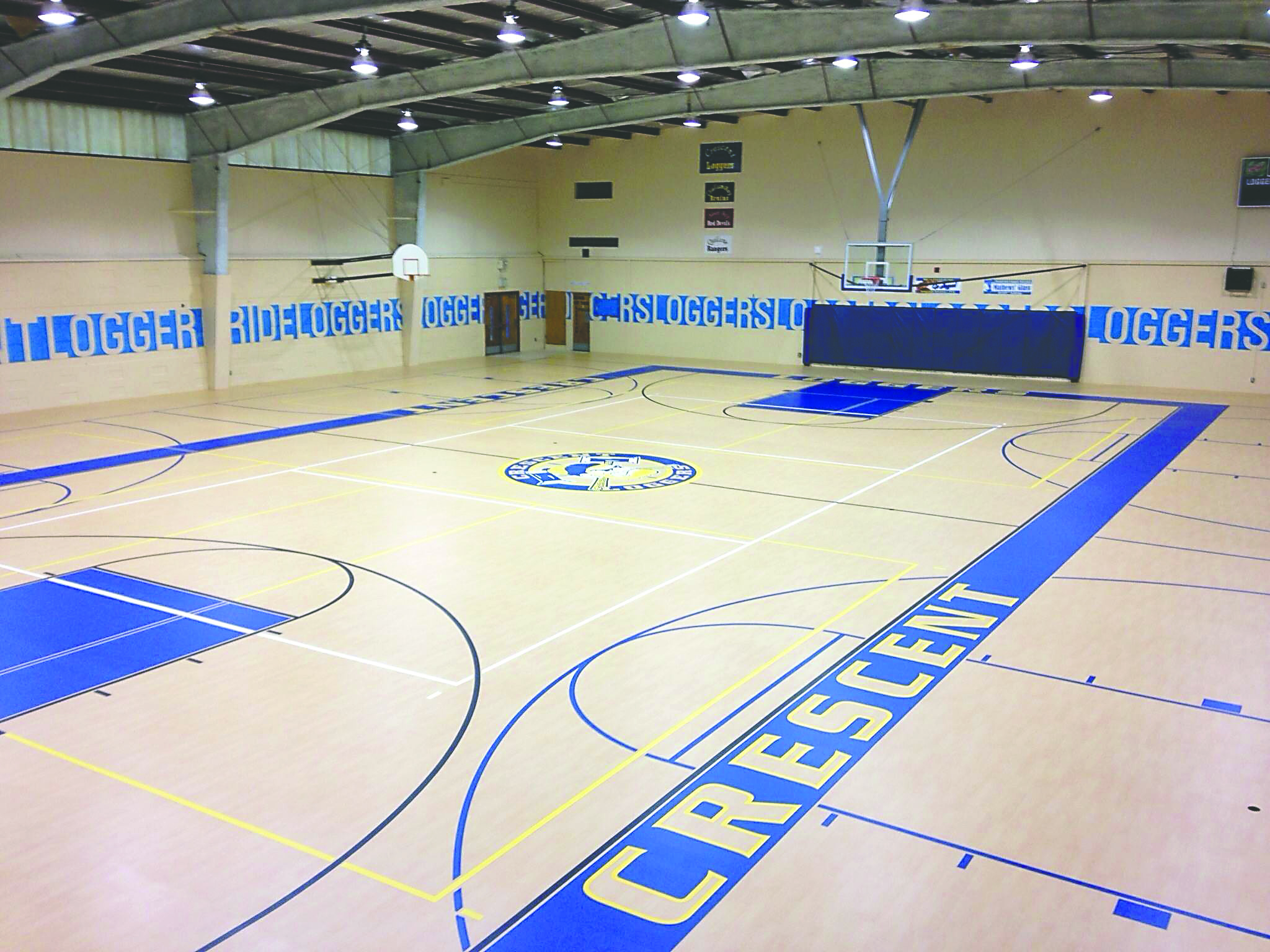 The renovated Crescent school gymnasium will host its first high school athletic event Tuesday when the Loggers play Neah Bay.