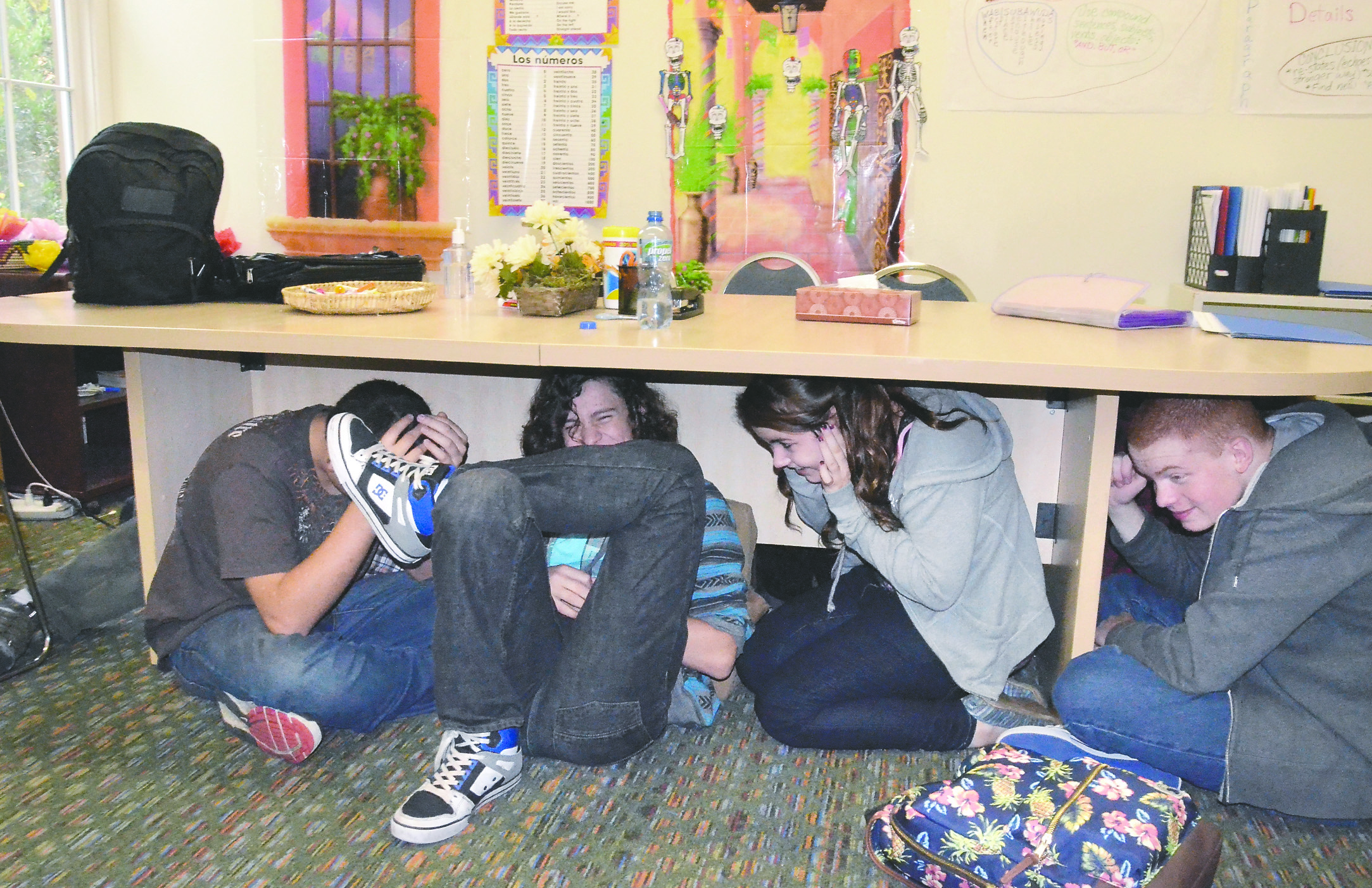 The alarm test on Thursday gave Jefferson Community School students a chance to practice “duck and cover