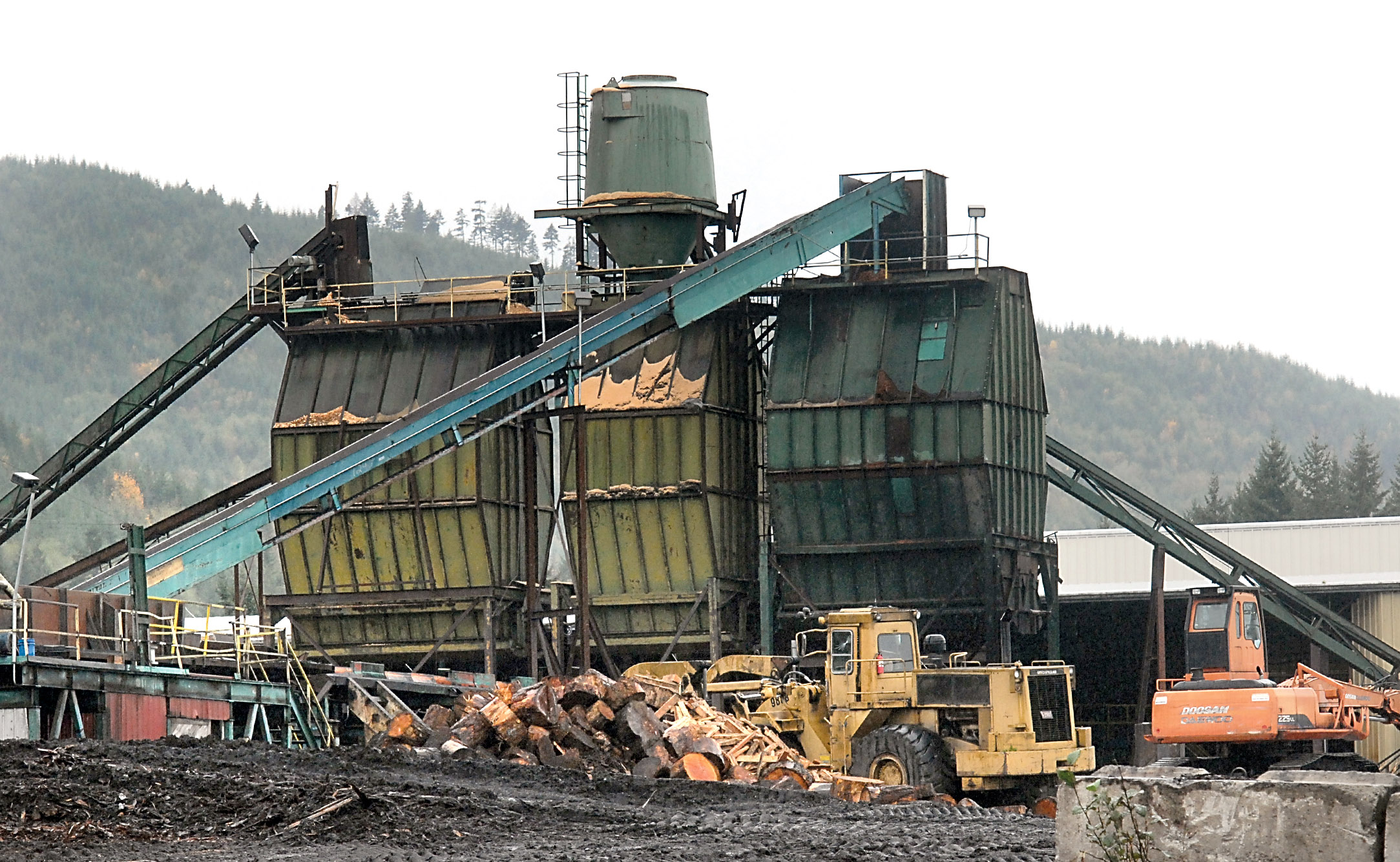 Equipment sits idle at the Green Creek Wood Products location in the Eclipse Industrial Park on the west edge of Port Angeles on Thursday. Keith Thorpe/Peninsula Daily News