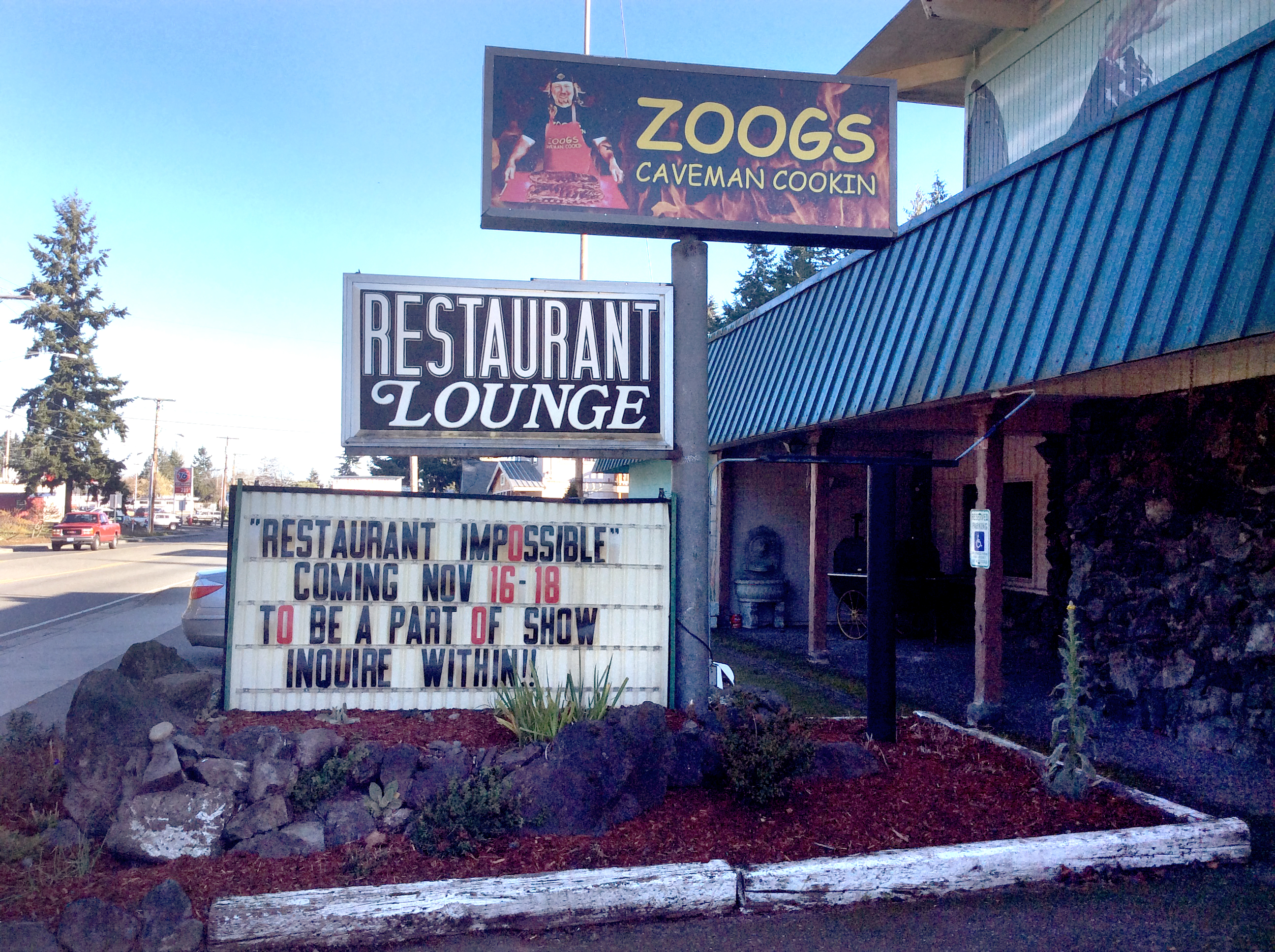 Zoog's Caveman Cookin' in Port Hadlock is set to get a visit from the Food Network's “Restaurant Impossible” show next week. Charlie Bermant/Peninsula Daily News