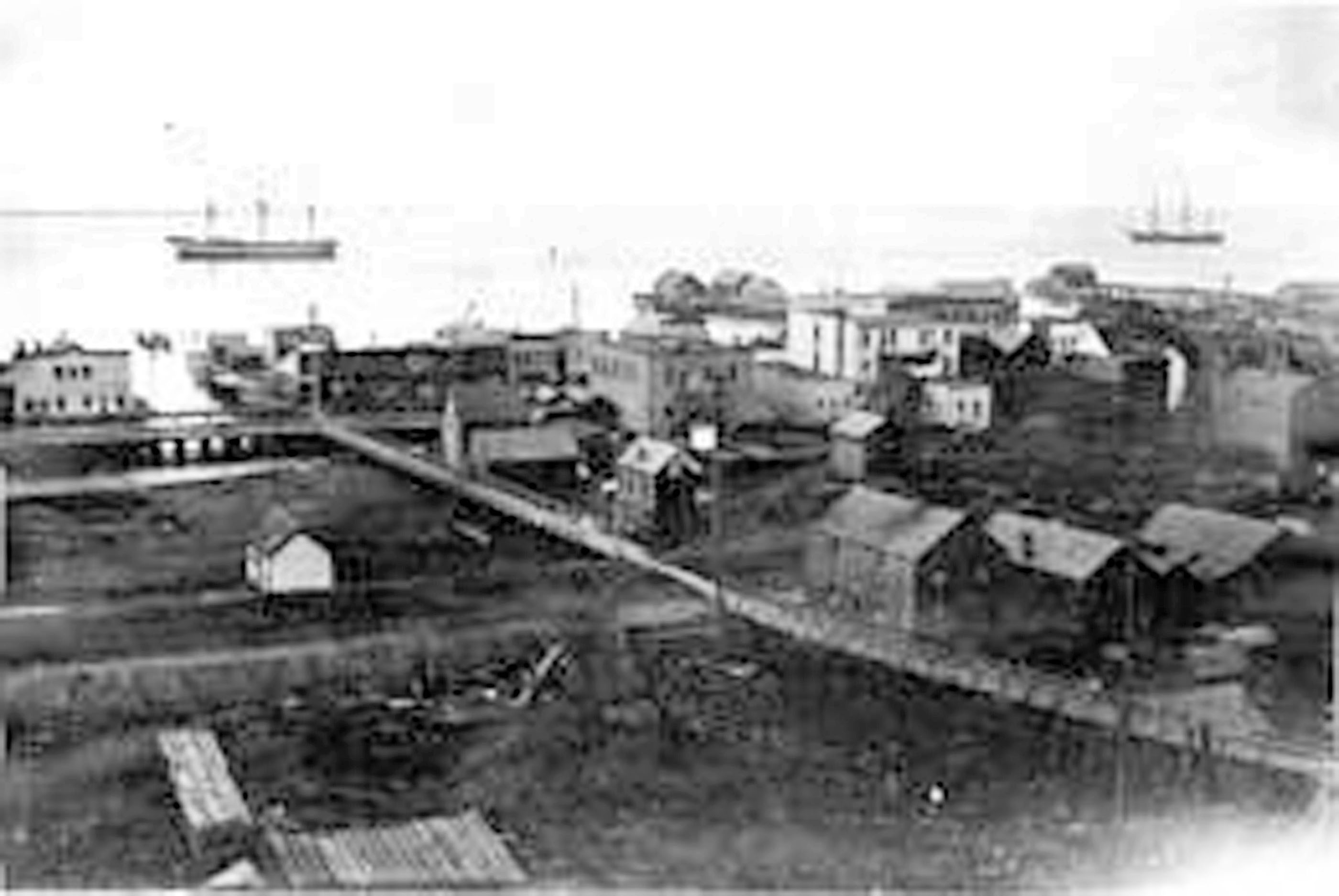 Port Angeles around the turn of the 20th century had a lot of wooden sidewalks and trestles.