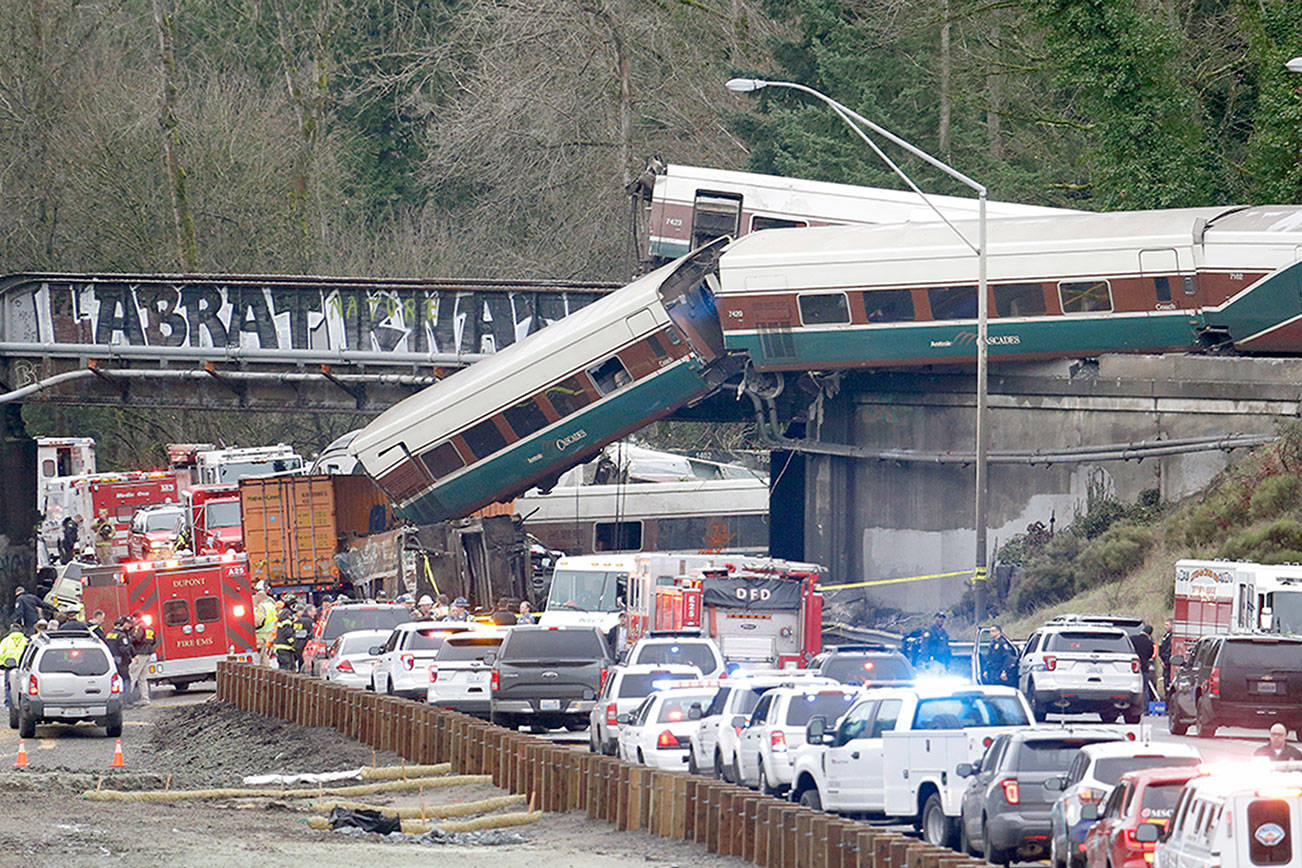 Several killed when Amtrak train hurtles from overpass