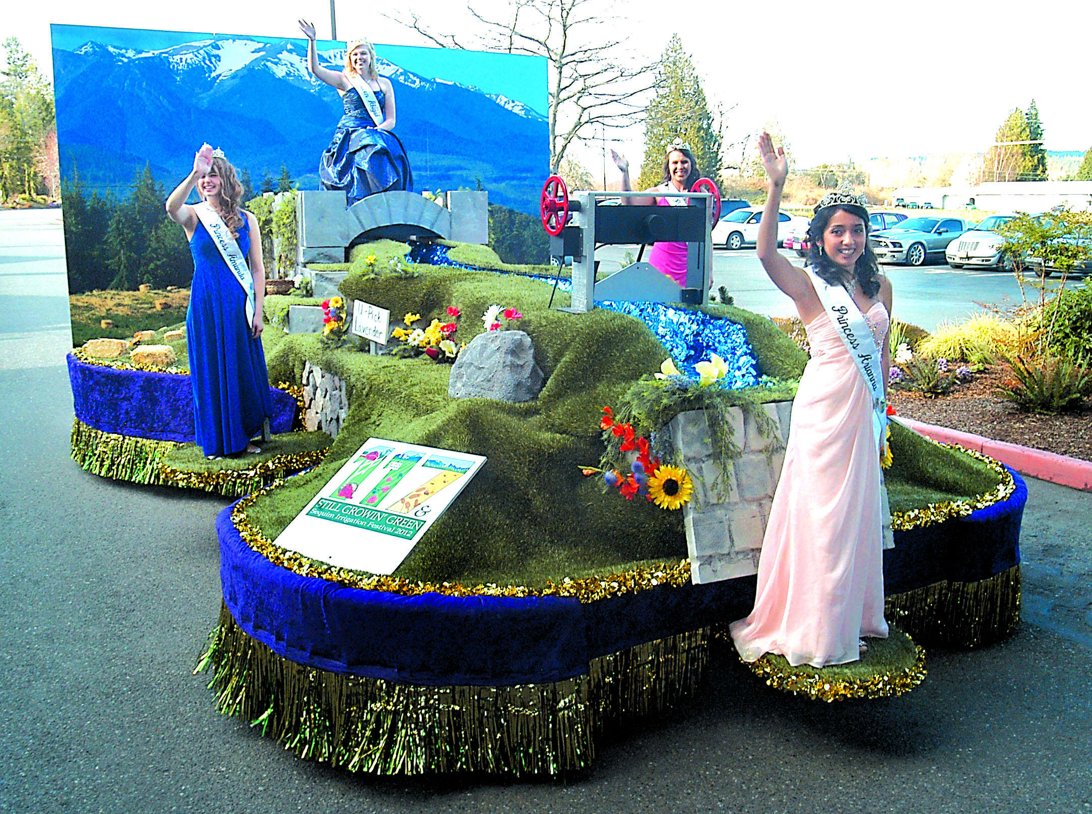 Sequim Irrigation Festival royalty debuted their float last month. Keith Thorpe/Peninsula Daily News