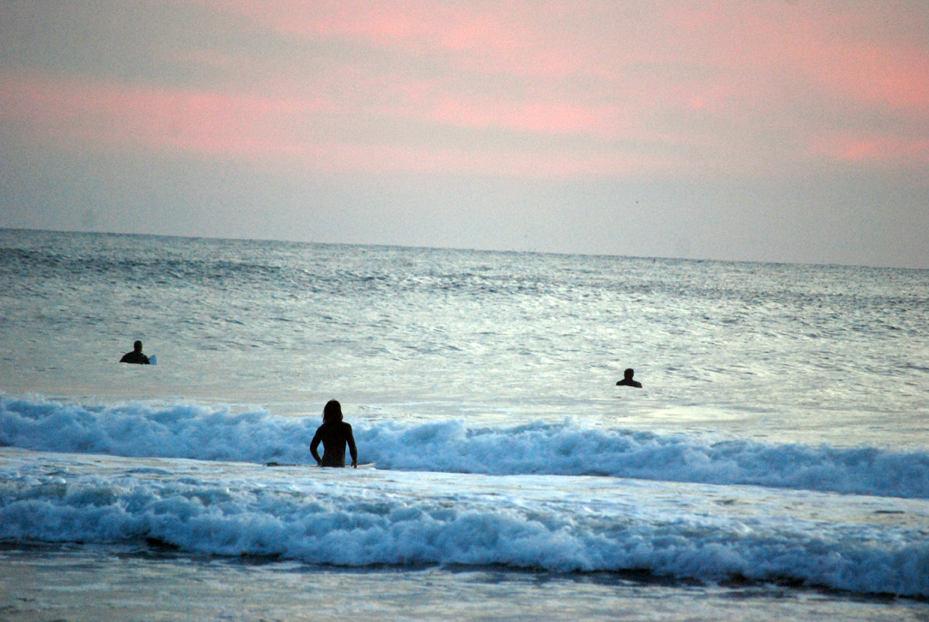 Surfers enjoy sunset at LaPush