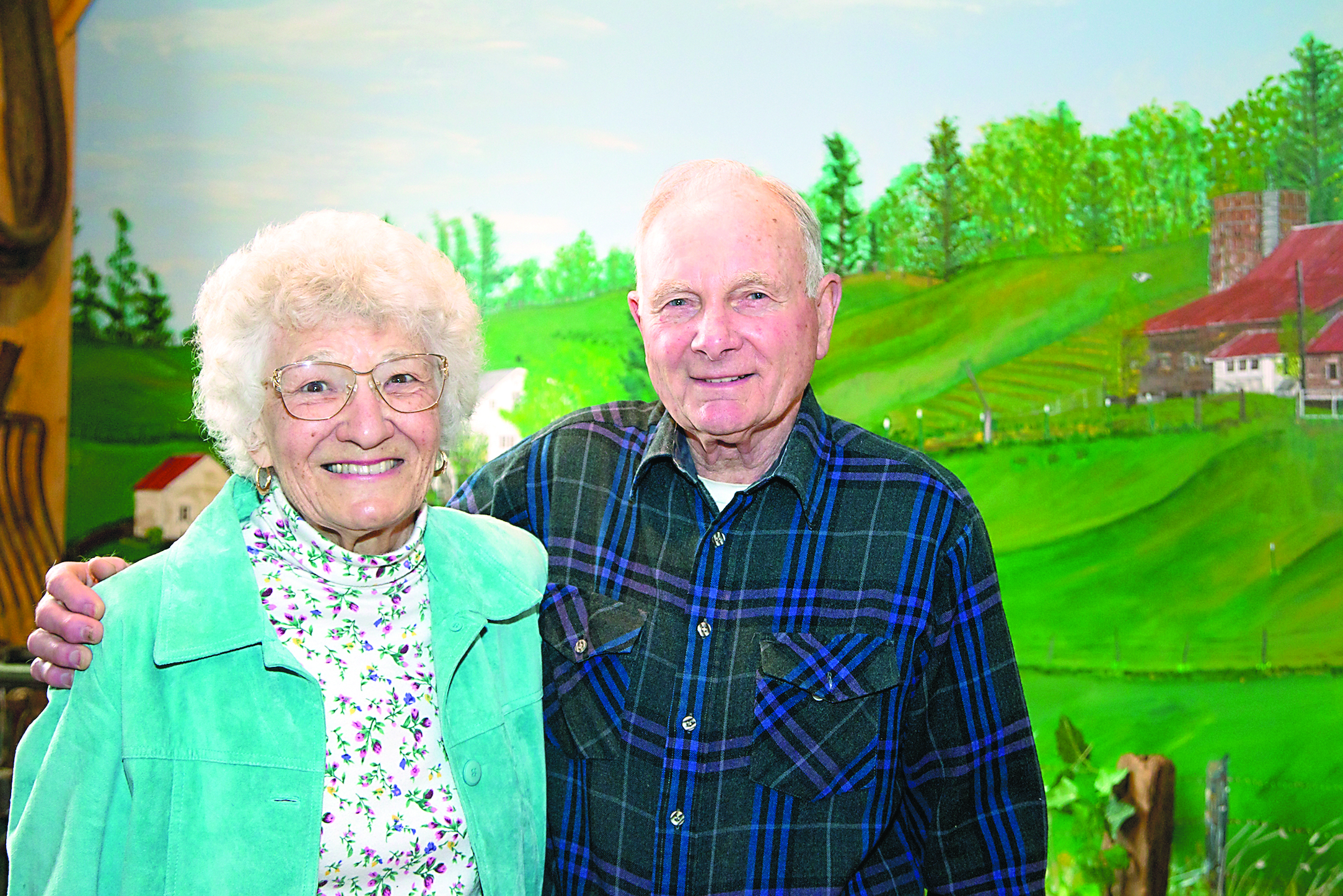 Winona and Bob Prill stand in front of a mural at the Quilcene Historical Museum. Click on icon below for photos of other Heart of Service award recipients for 2012. Steve Mullensky/For Peninsula Daily News