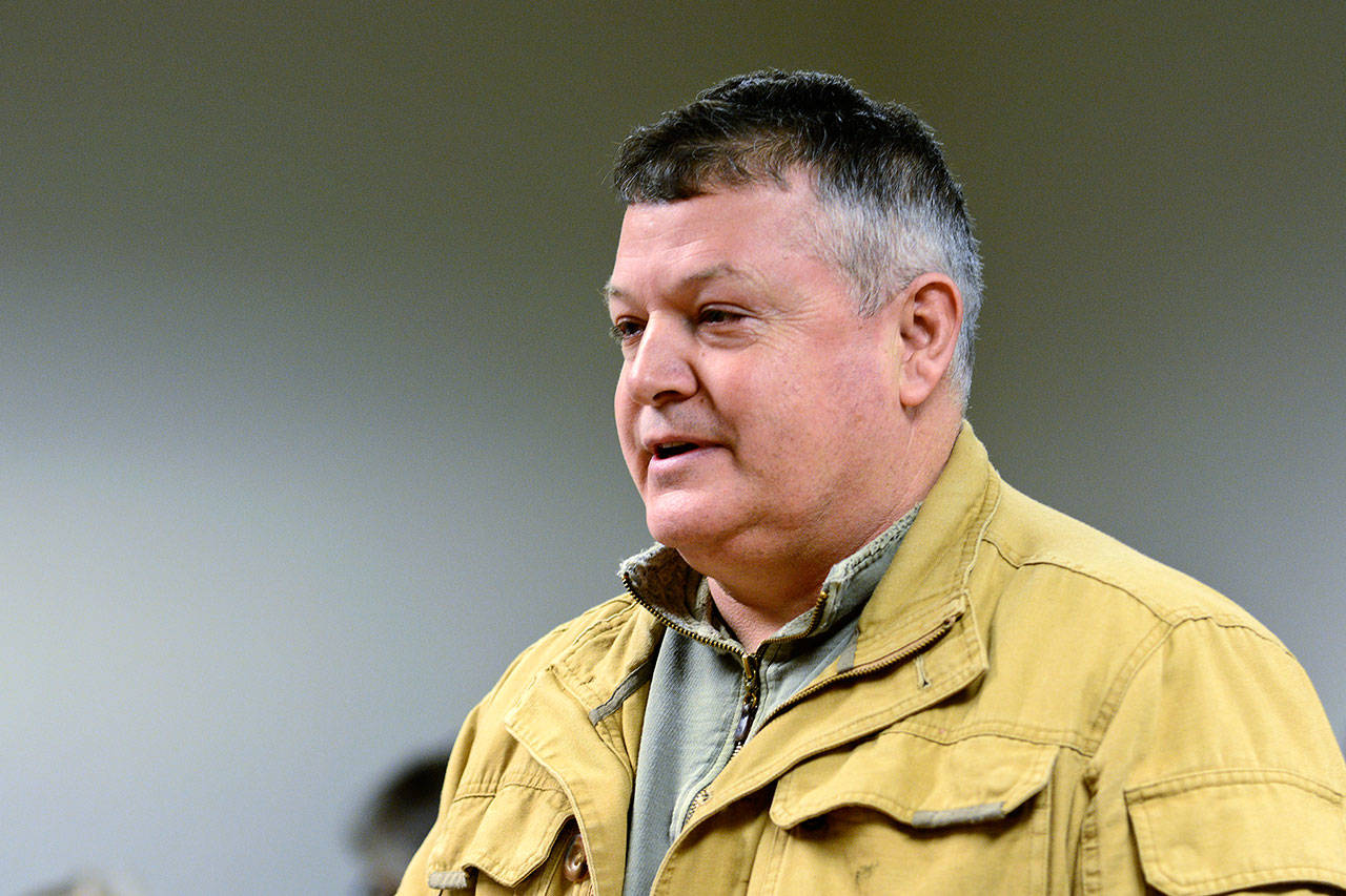 Joe DAmico tells Jefferson County commissioners Tuesday that they made a mistake when they imposed a moratorium on new commercial shooting ranges last month. (Jesse Major/Peninsula Daily News)