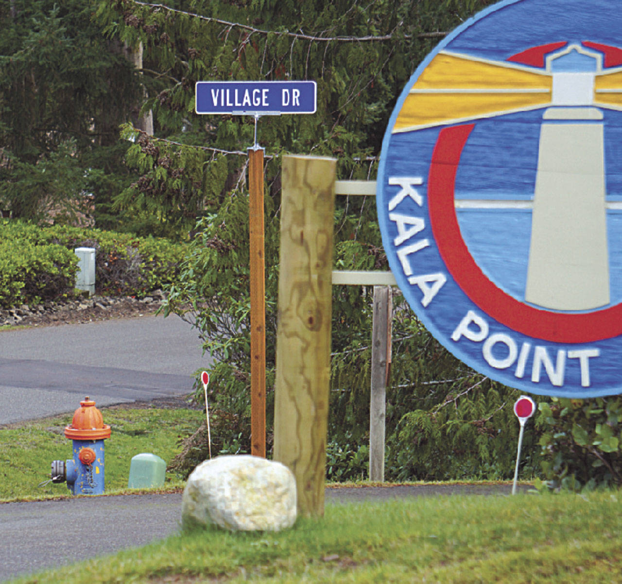 A blue and orange hydrant in Kala Point is shown. (Jefferson County PUD)