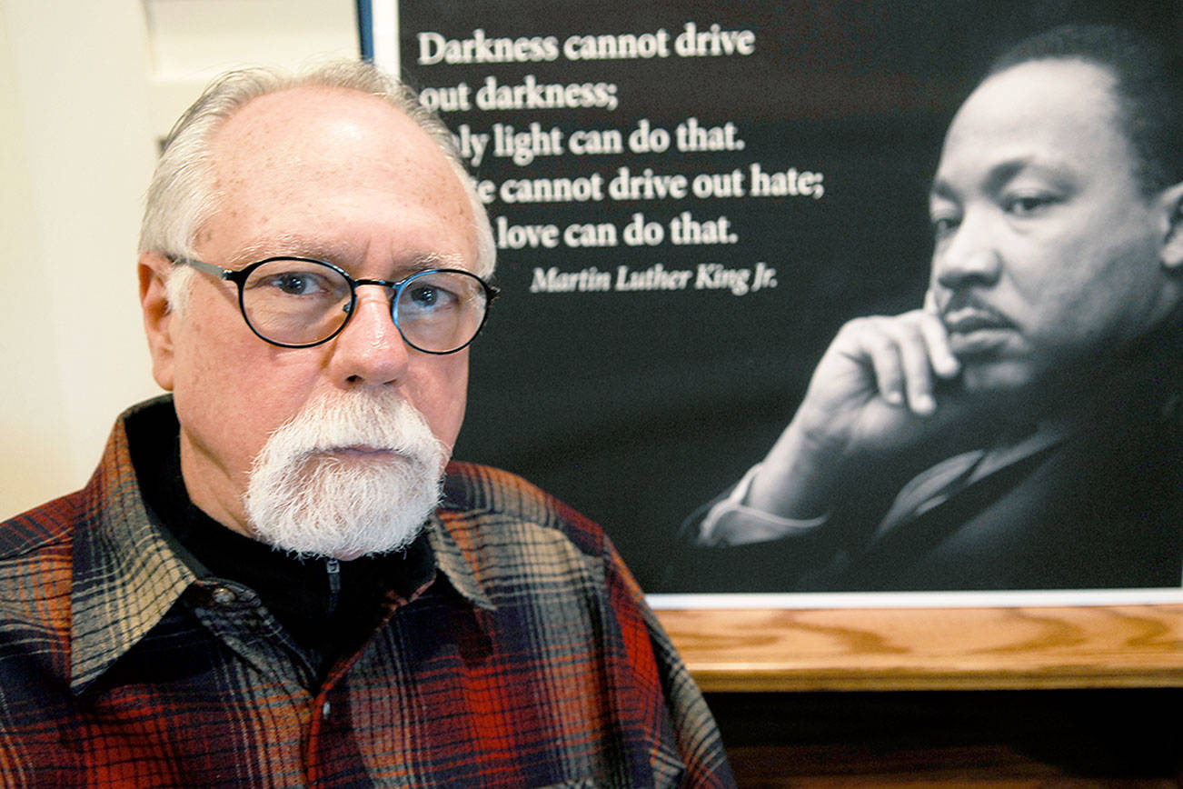Jeannie McMacken/for Peninsula Daily News Dennis Daneau believes we all can learn from Dr. Martin Luther King, Jr. He’ll offer Kings’ speeches today during a free community presentation in Port Townsend.