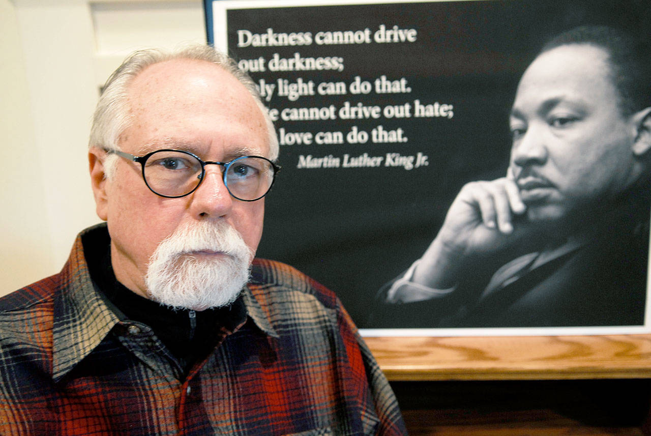 Dennis Daneau believes we all can learn from Dr. Martin Luther King Jr. He’ll offer King’s speeches today during a free community presentation in Port Townsend. (Jeannie McMacken/for Peninsula Daily News)