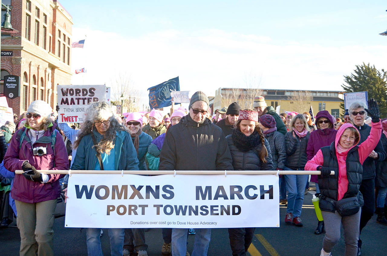 Hundreds turned out for the Womxn’s March in Port Townsend in 2017. (Peninsula Daily News file)