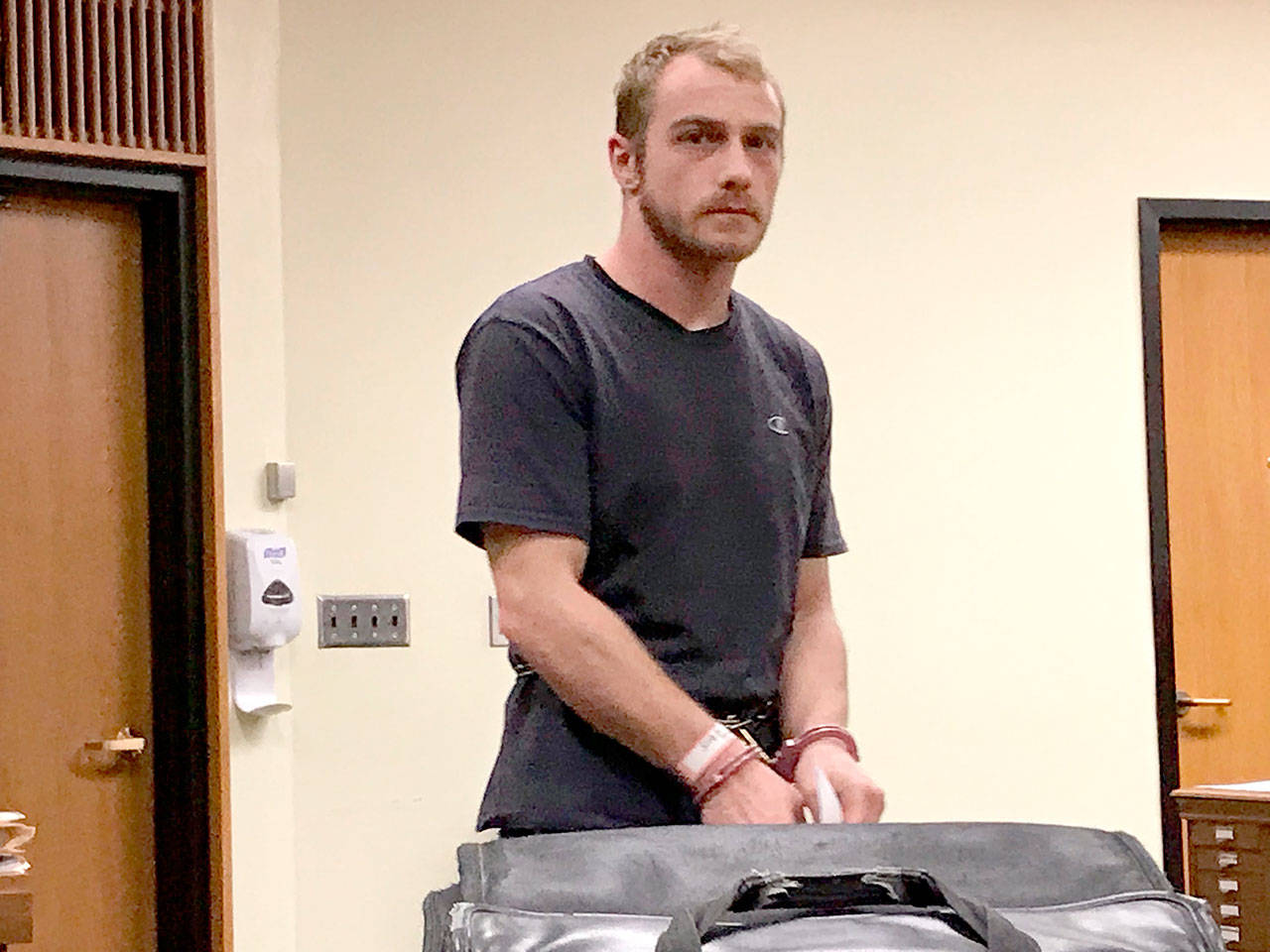 Accused rapist Nikolas Clark arrived for his first appearance last week in Clallam County Superior Court. (Paul Gottlieb/Peninsula Daily News)