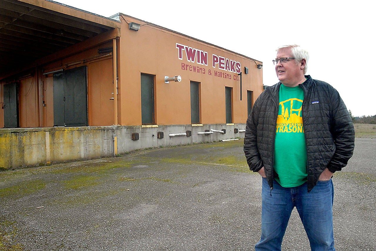 Tom Curry, owner of Barhop Brewing in Port Angeles, has secured a lease on the Airport Business Park building that once housed Dairy Fresh and, most recently, the defunct Twin Peaks Brewing & Malting Co., for an expansion of his own brewing operation. (Keith Thorpe/Peninsula Daily News)
