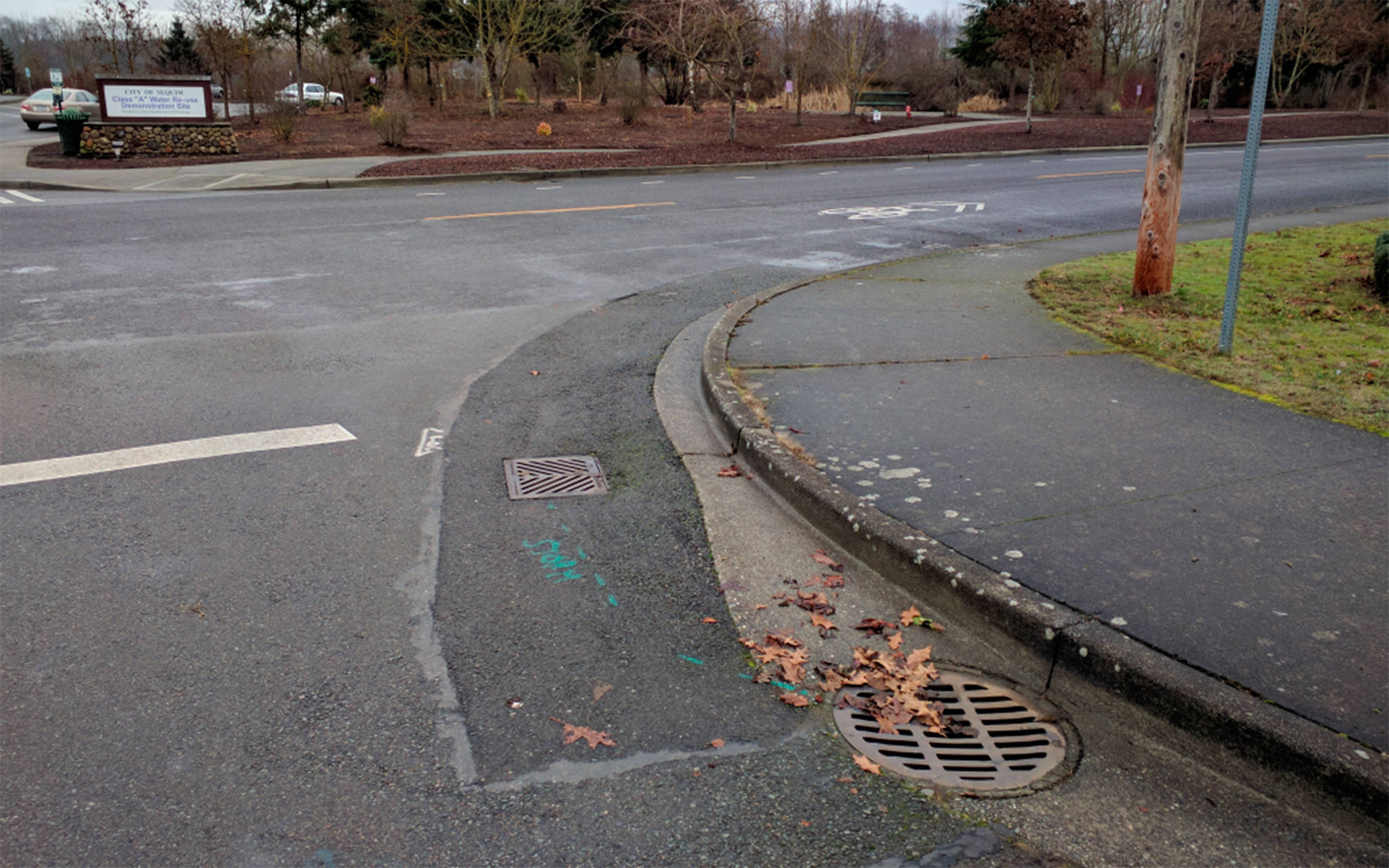 Starting in the next few weeks, InterWest Construction Inc. of Sequim will begin construction along North Blake Avenue by Carrie Blake Community Park to finish sidewalk paths and make all the curbs compliant with the Americans with Disabilities Act. (City of Sequim)