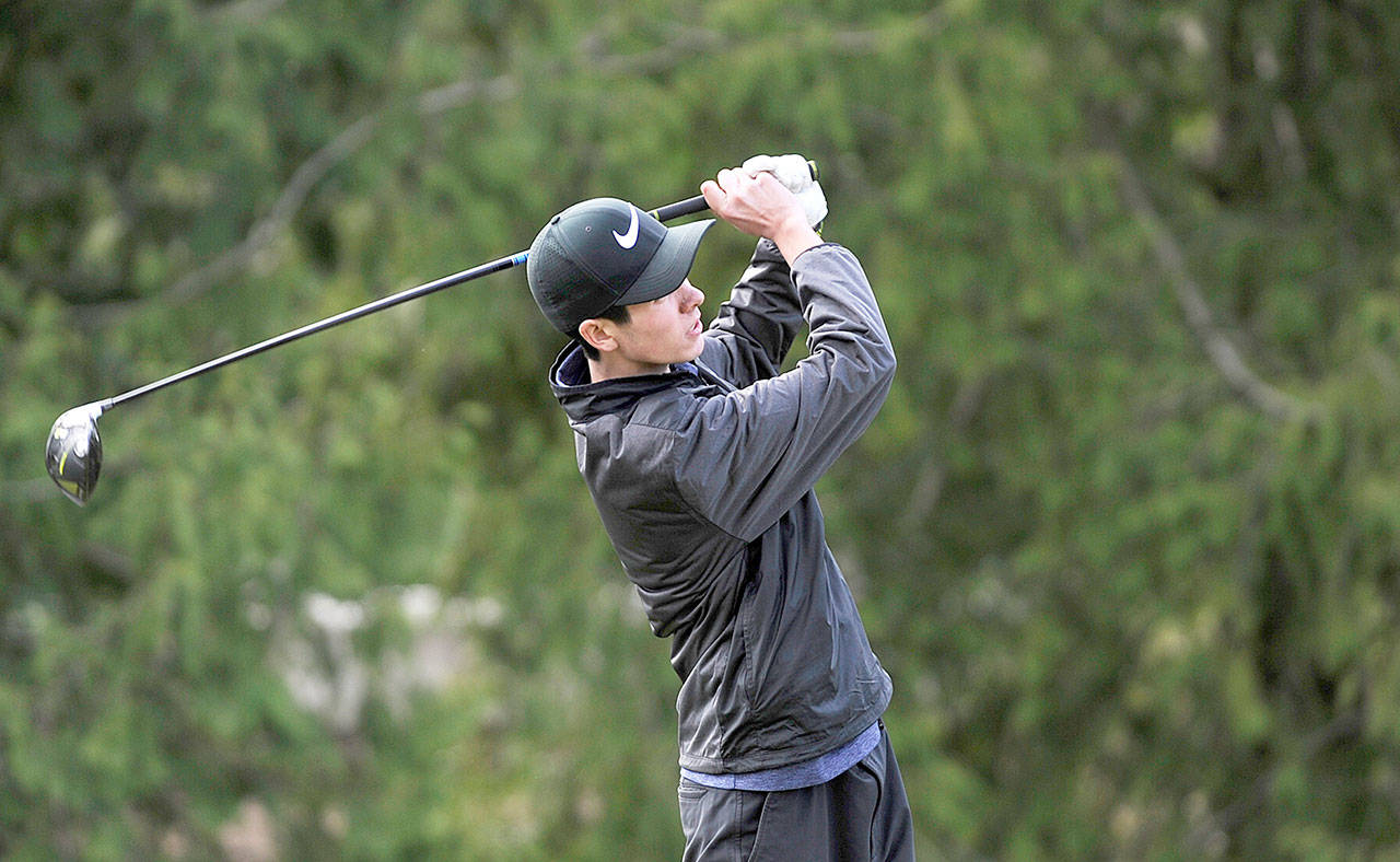 Sequim’s Blake Wiker was the medalist in a match with Port Townsend on Thursday. Wiker led all golfers on the front nine with a 1-over 38 at The Cedars at Dungeness. (Michael Dashiell/Olympic Peninsula News Group)