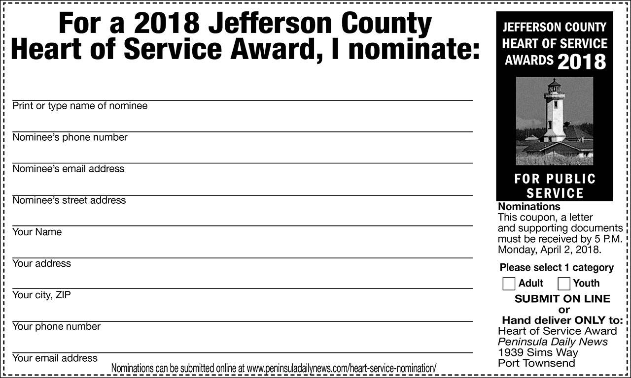 Nominations due in April for Heart of Service Award