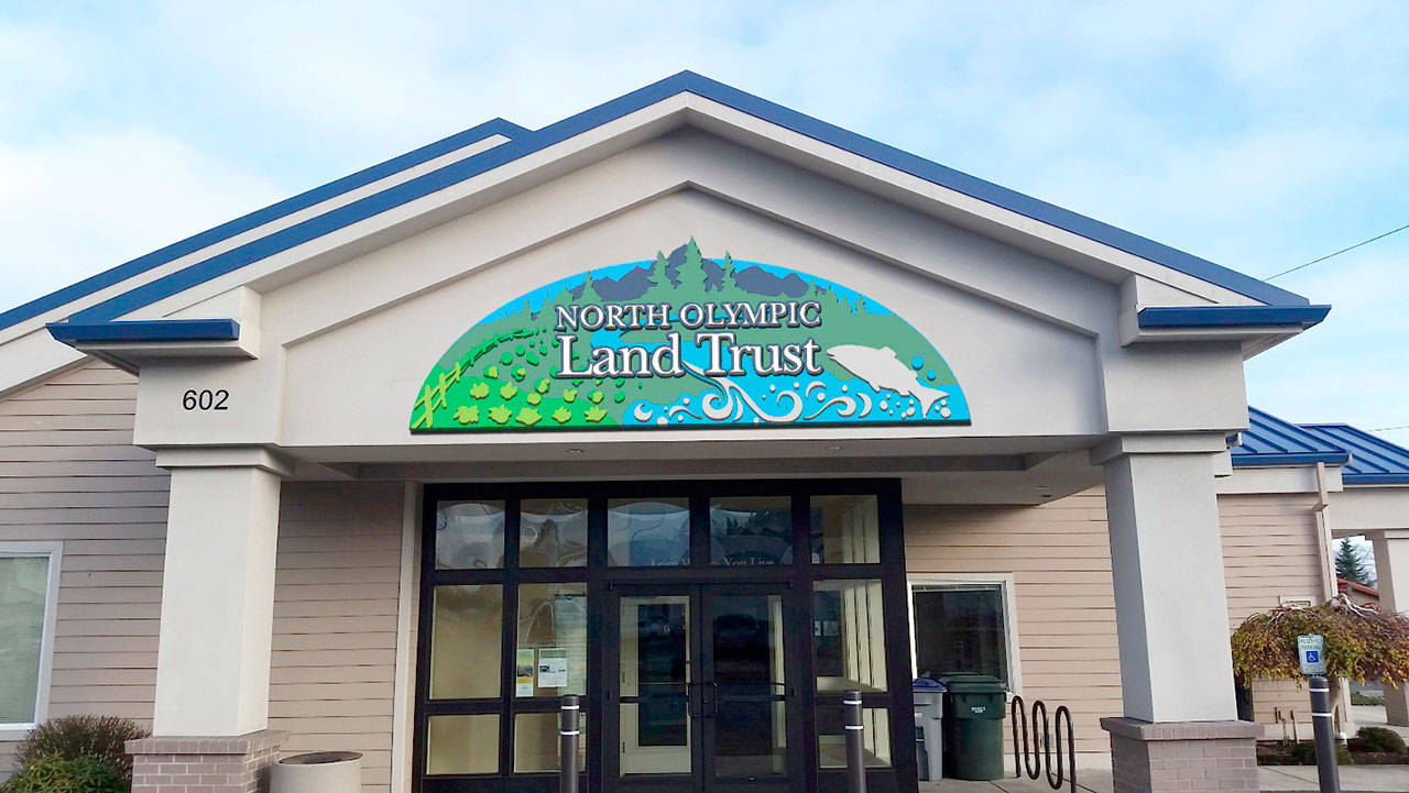 Artist Nathan Shields illustration shows how the signage will look on the North Olympic Land Trust building.