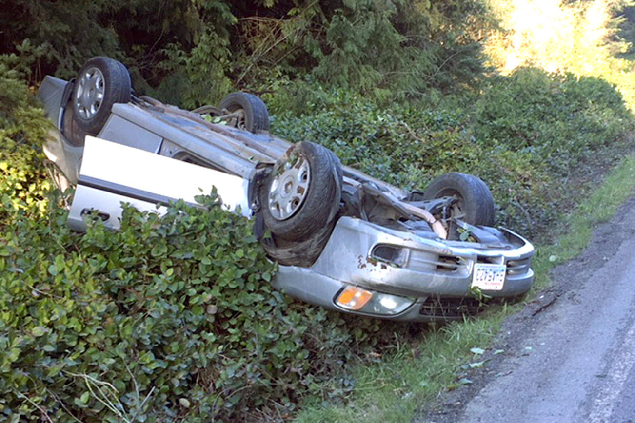 Driver flips car while swerving around deer on Highway 112