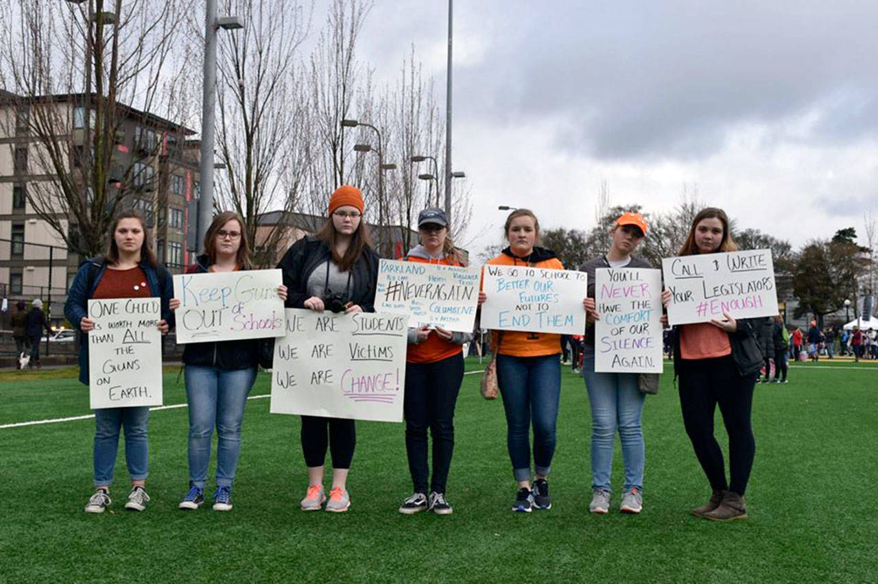 Students from Port Angeles High School attended the March for Our Lives in Seattle on Saturday.