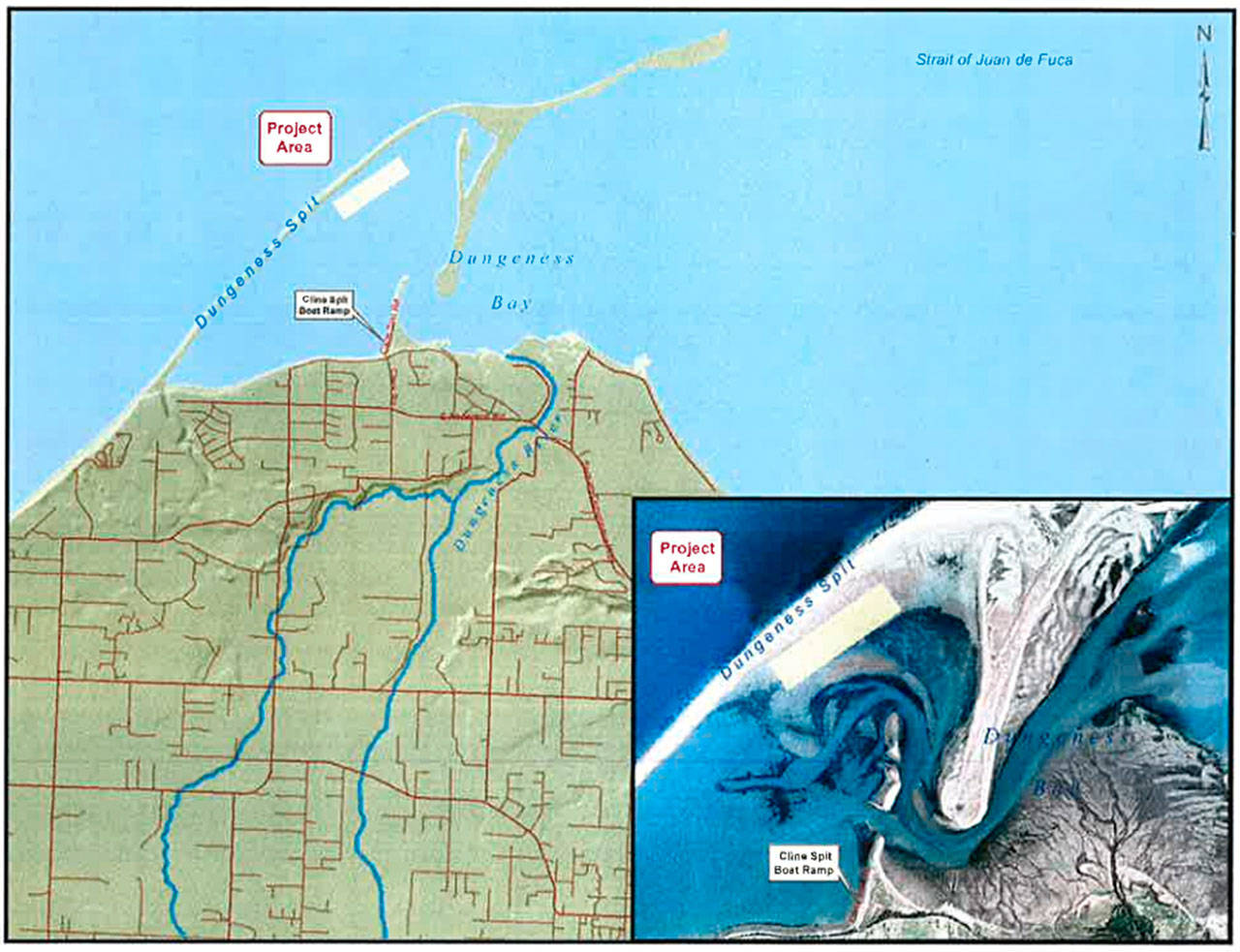 A map showing the location of the proposed oyster farm in Dungeness Bay.