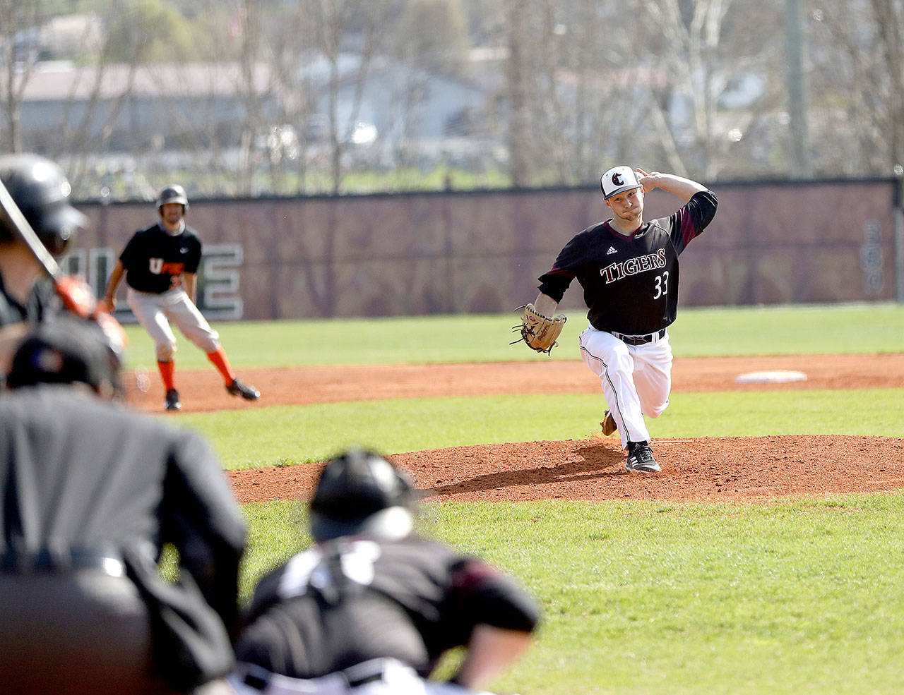 2014 Sequim High School grad Nick Johnston pitching for the Campbellsville University Tigers.