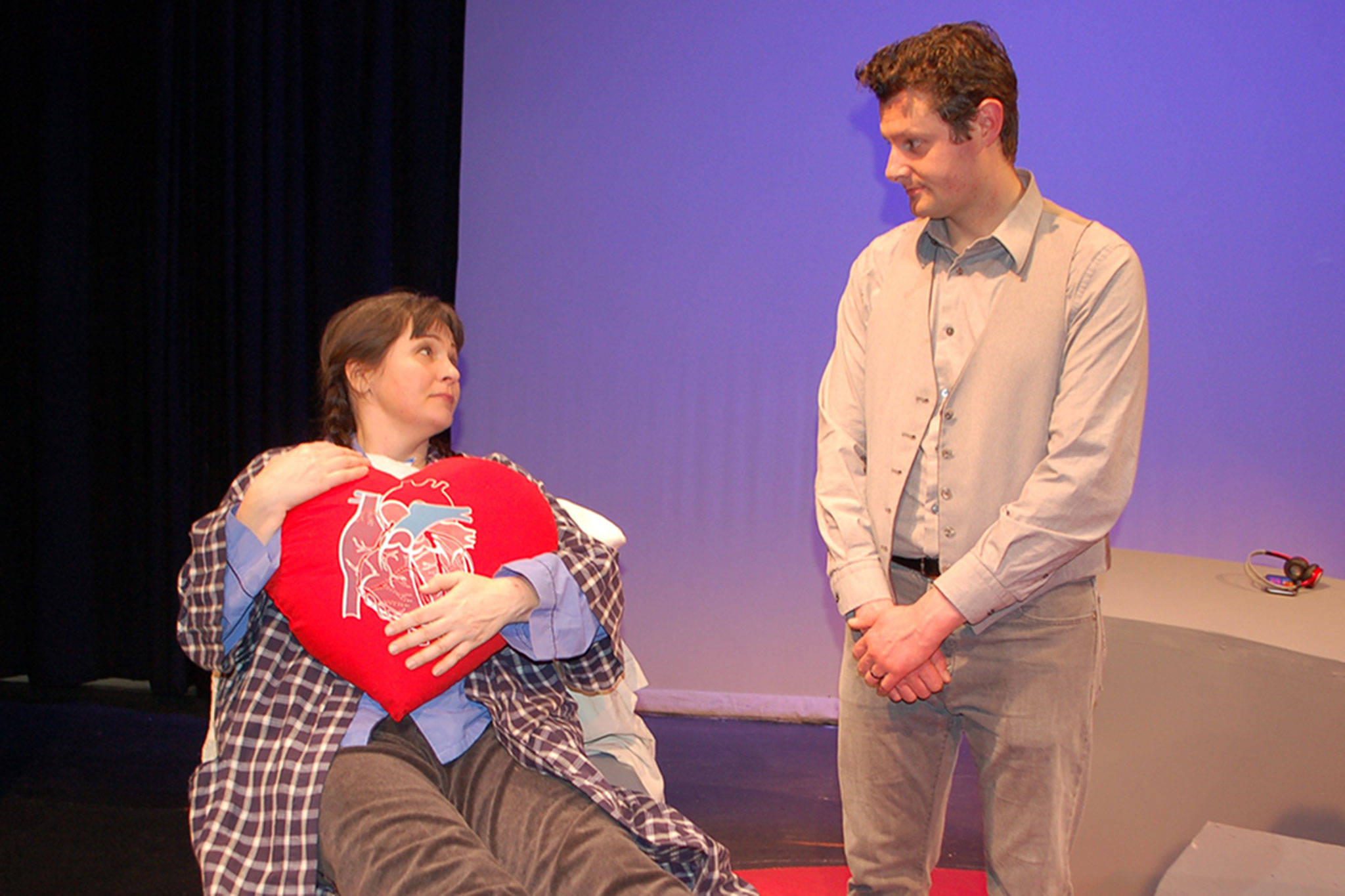 Olympic Theatre Arts presents “The Tin Woman” a drama about a woman named Joy, (Rebecca Horst, left) who is a heart transplant recipient, and Jack (cast as Edwin Anderson III), the heart transplant donor. (Erin Hawkins/Olympic Peninsula News Group)