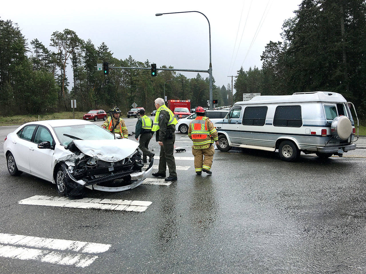 A 57-year-old Port Townsend man was injured in a two-vehicle collision early Tuesday afternoon. (East Jefferson Fire-Rescue)